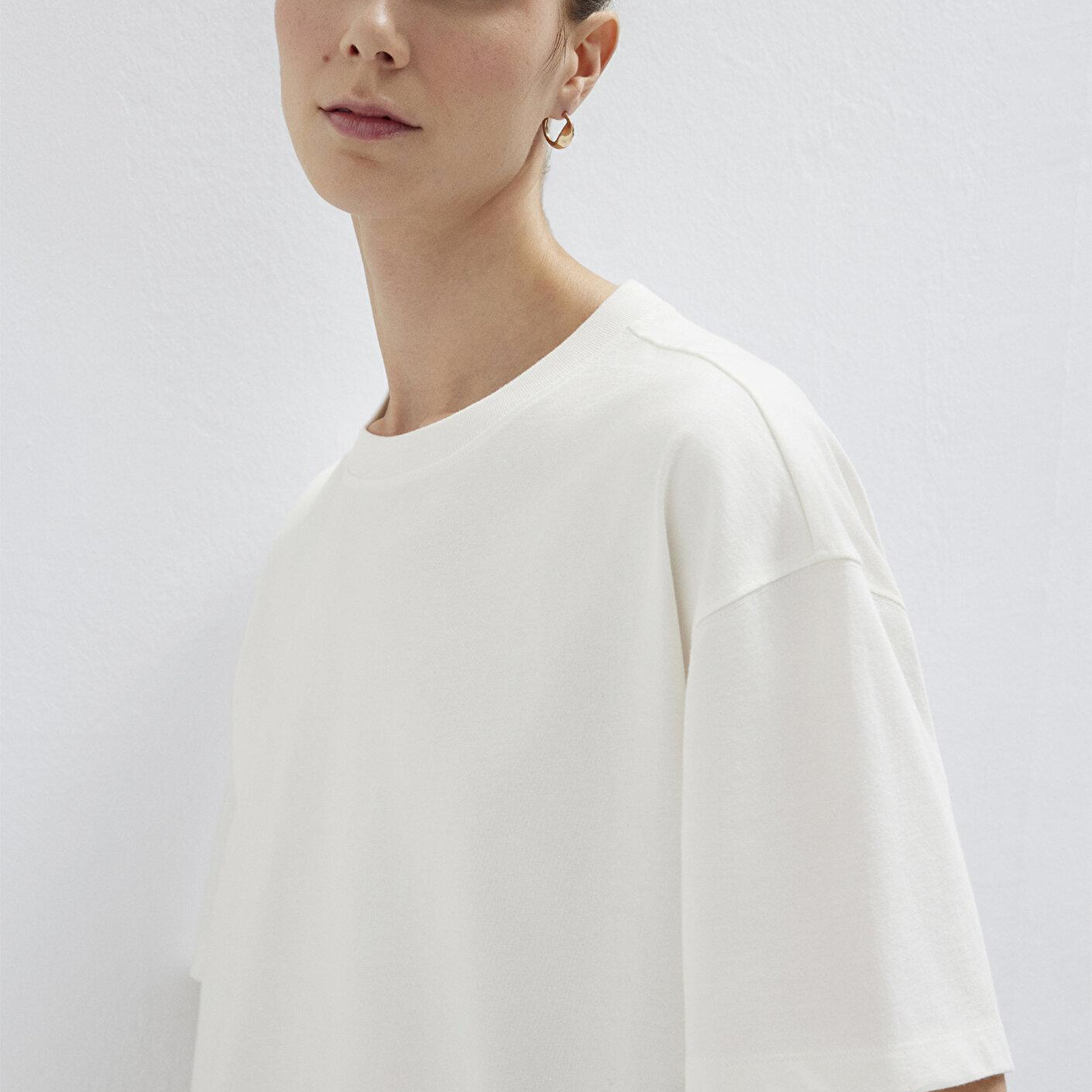 Mavi Ekru Basic Tişört Oversize / Geniş Kesim 1613903-80194