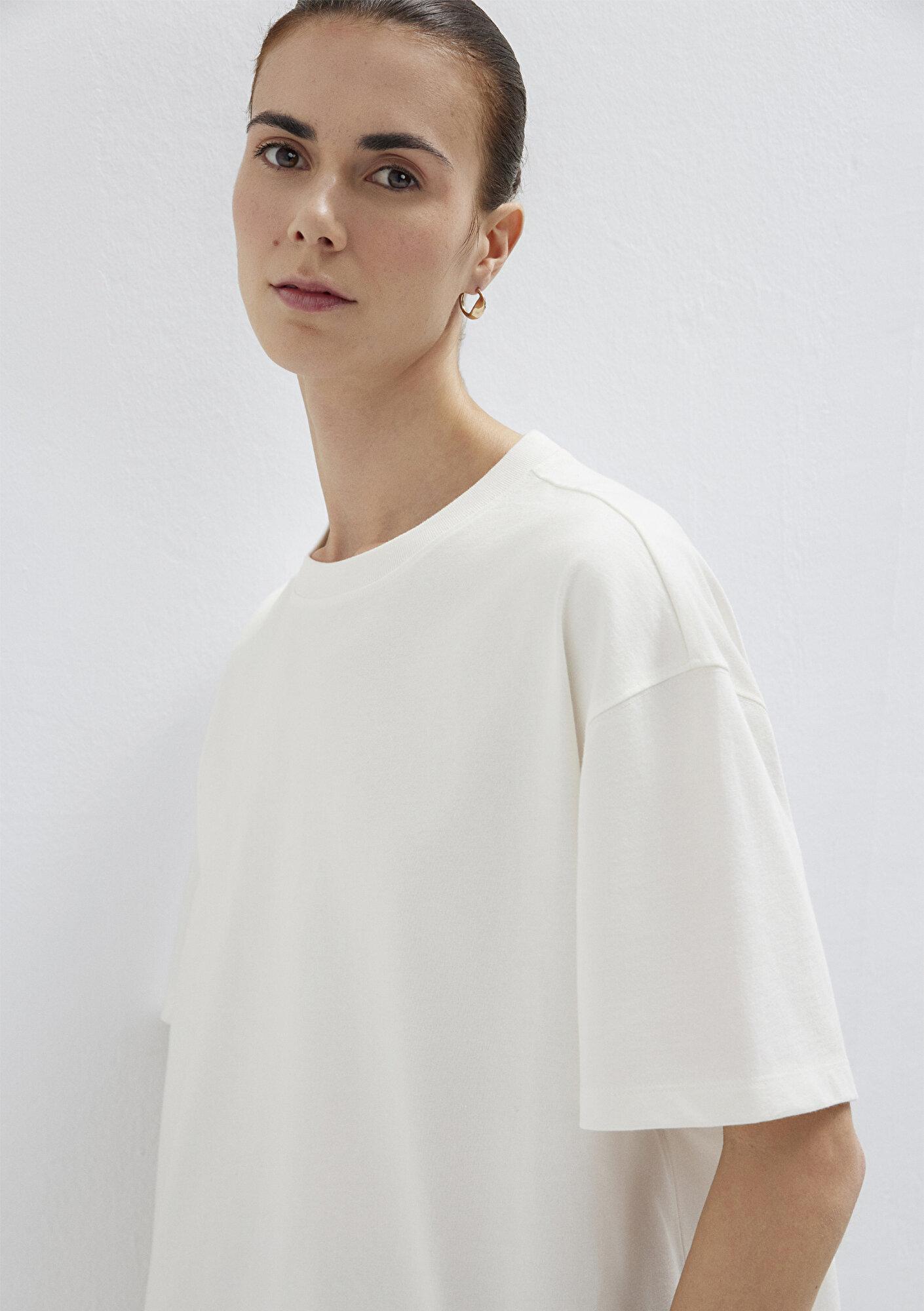 Mavi Ekru Basic Tişört Oversize / Geniş Kesim 1613903-80194