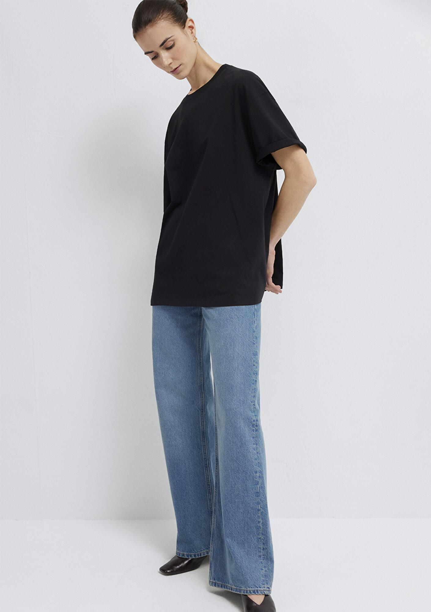 Mavi Siyah Basic Tişört Oversize / Geniş Kesim 1613903-900