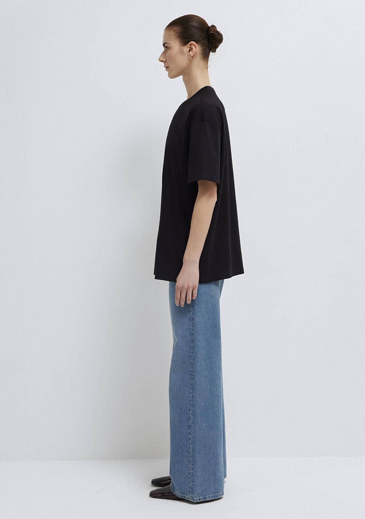 Mavi Siyah Basic Tişört Oversize / Geniş Kesim 1613903-900