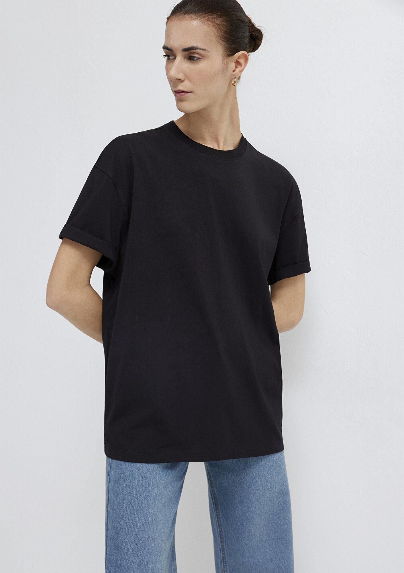 Mavi Siyah Basic Tişört Oversize / Geniş Kesim 1613903-900