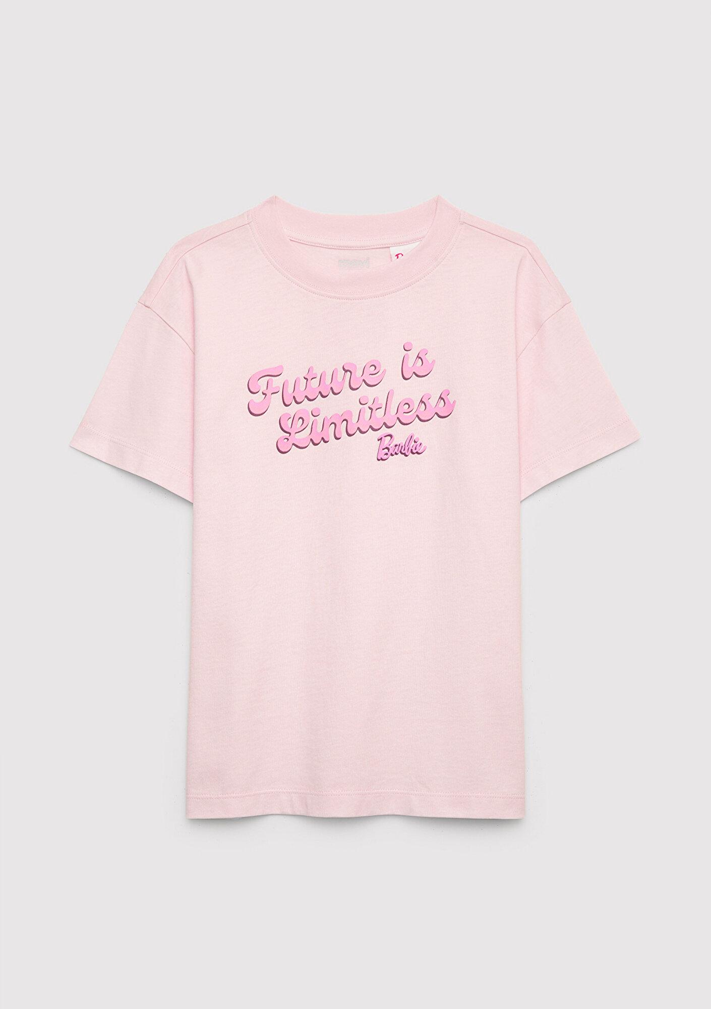 Mavi Barbie Baskılı Pembe Tişört Loose Fit / Bol Rahat Kesim 7610455-90773