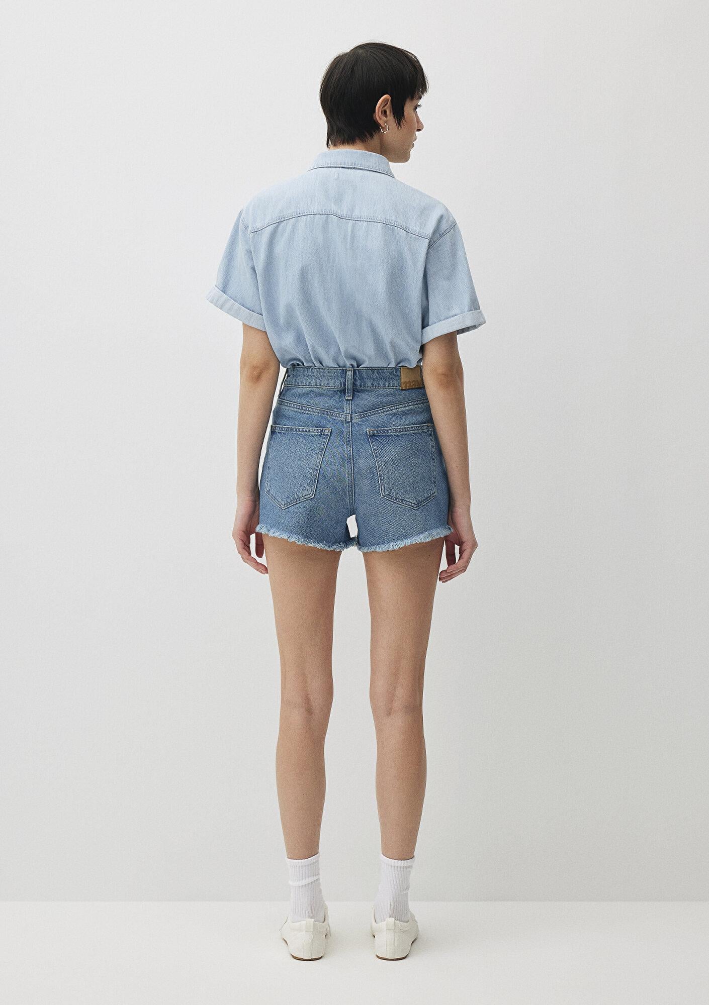 Mavi Cherry 90lar Gölgeli Indigo Mavisi Jean Şort 1410022-87070
