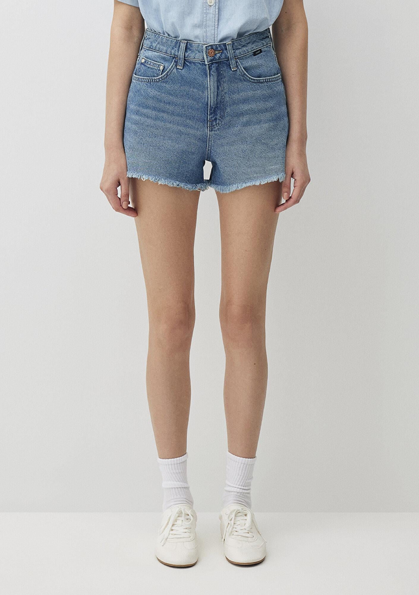 Mavi Cherry 90lar Gölgeli Indigo Mavisi Jean Şort 1410022-87070