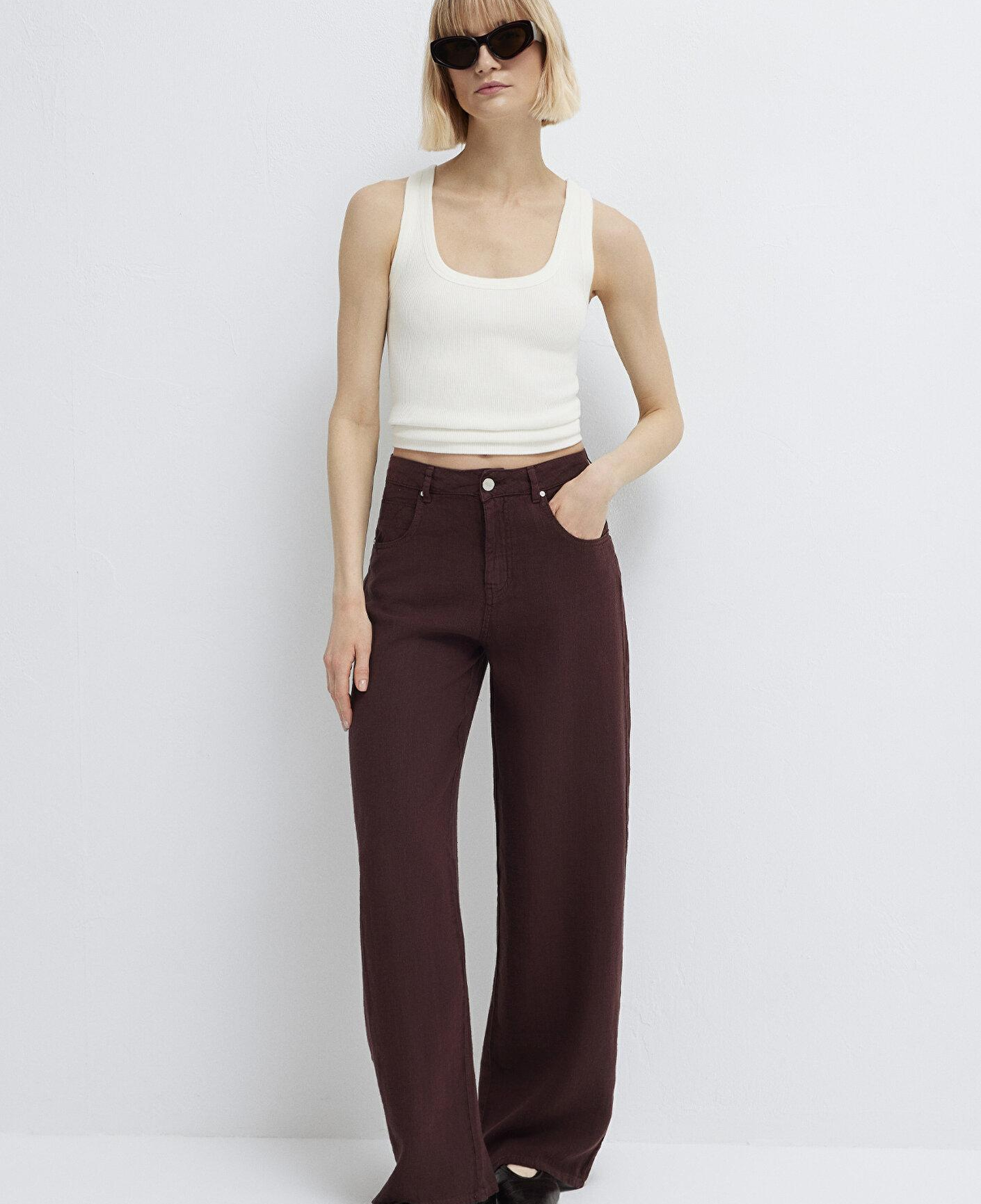 Mavi Bordo Keten Pantolon 1011267-70259