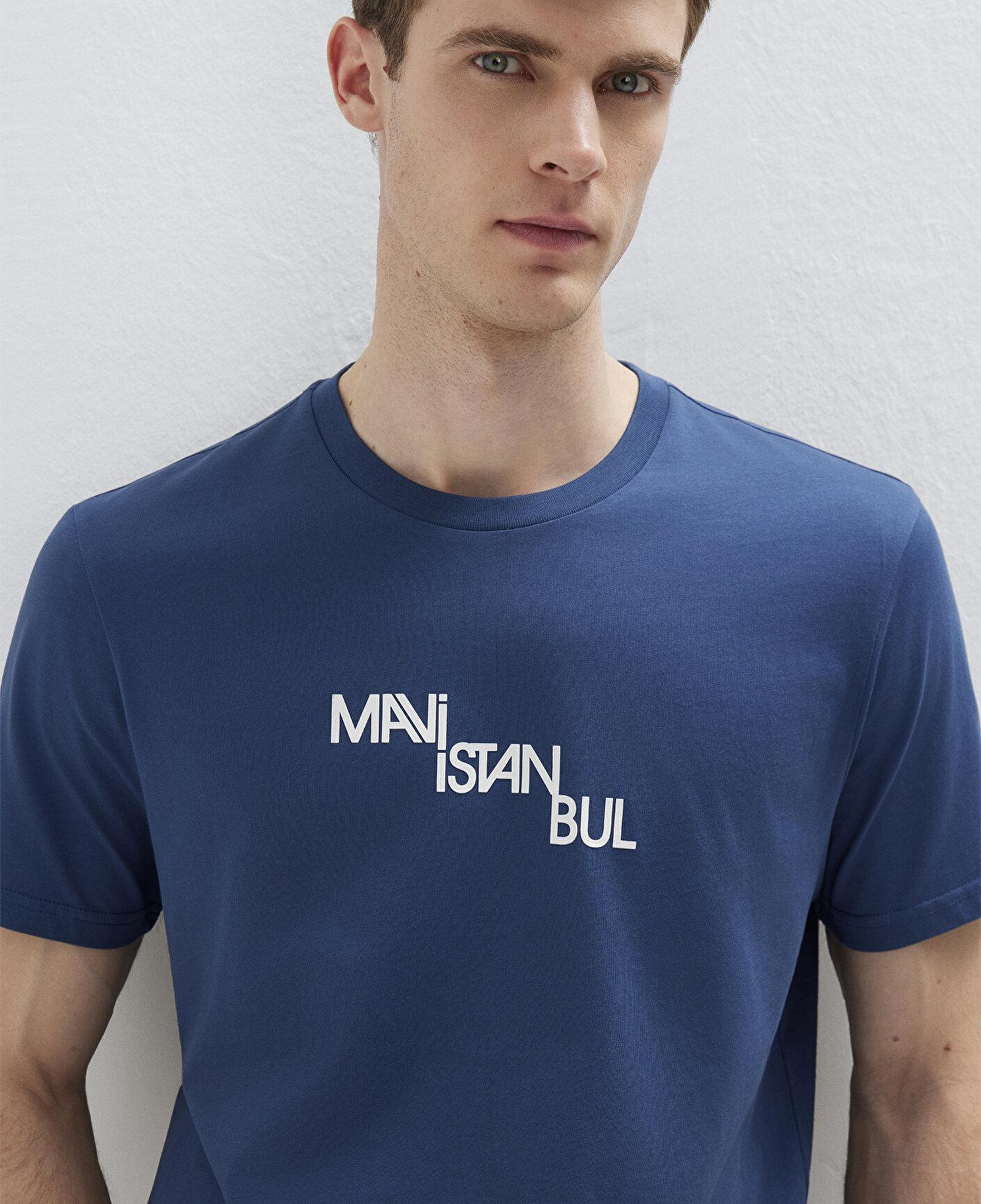 Mavi İstanbul Baskılı Mavi Tişört Regular Fit / Normal Kesim 0612274-70718
