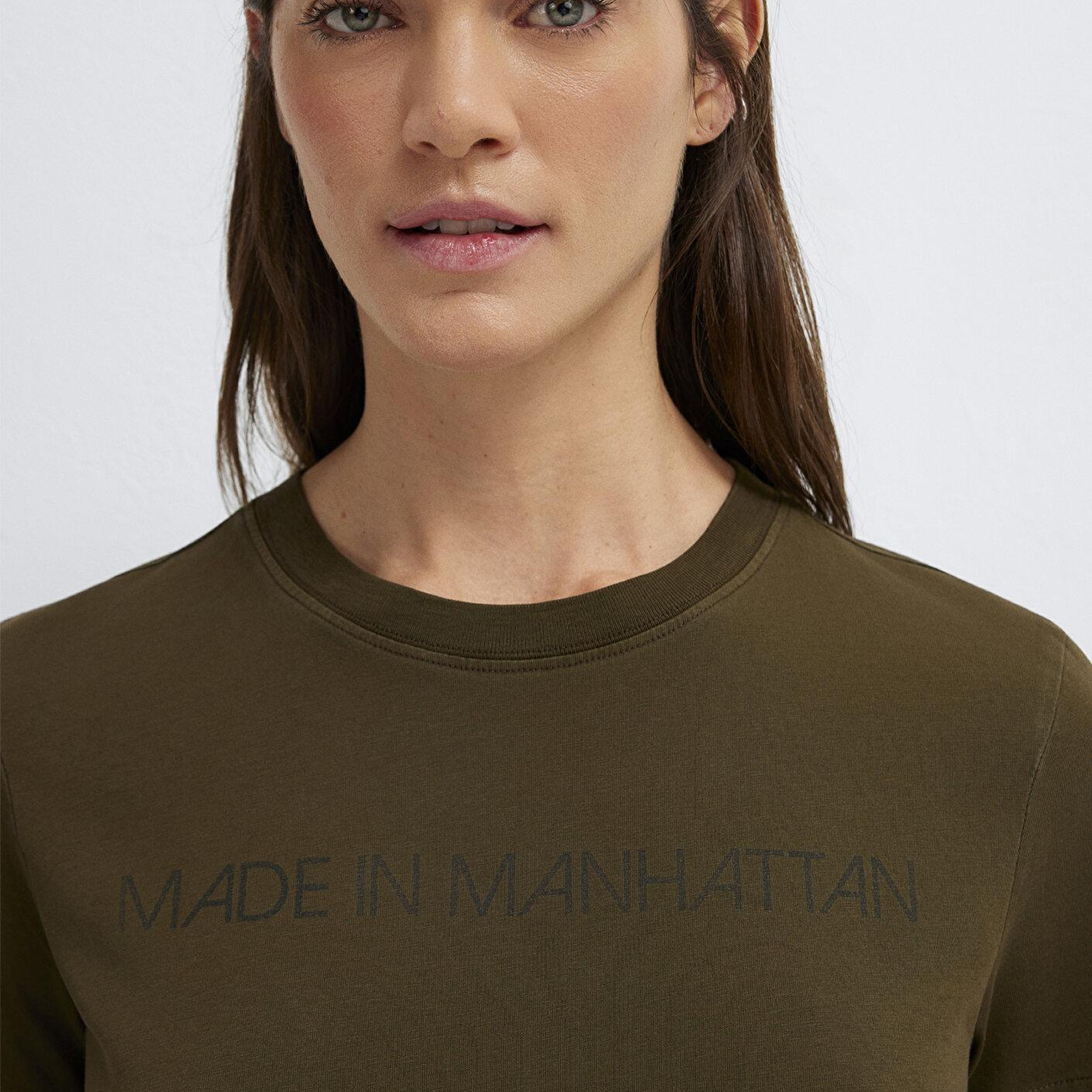 Mavi Manhattan Baskılı Yeşil Tişört Fitted / Vücuda Oturan Kesim 1614317-80769