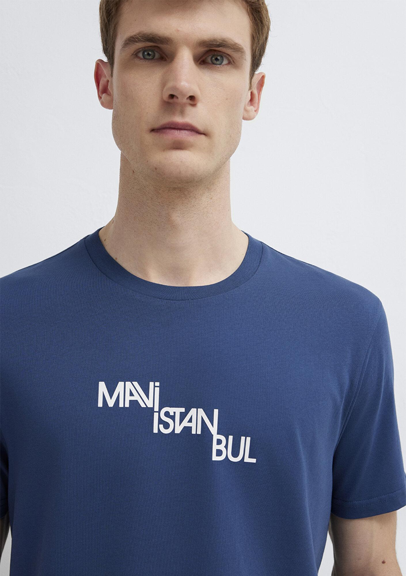 Mavi İstanbul Baskılı Mavi Tişört Regular Fit / Normal Kesim 0612274-70718