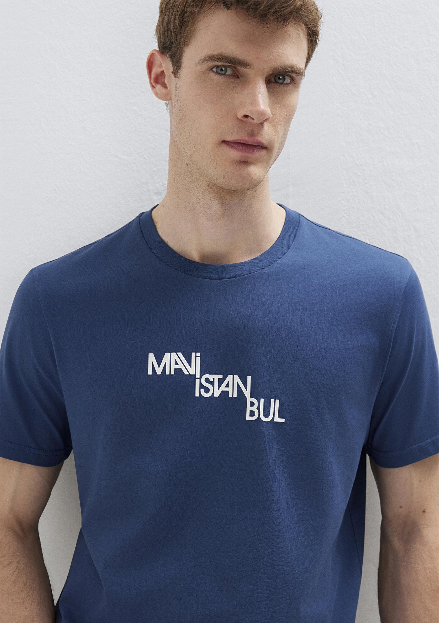 Mavi İstanbul Baskılı Mavi Tişört Regular Fit / Normal Kesim 0612274-70718