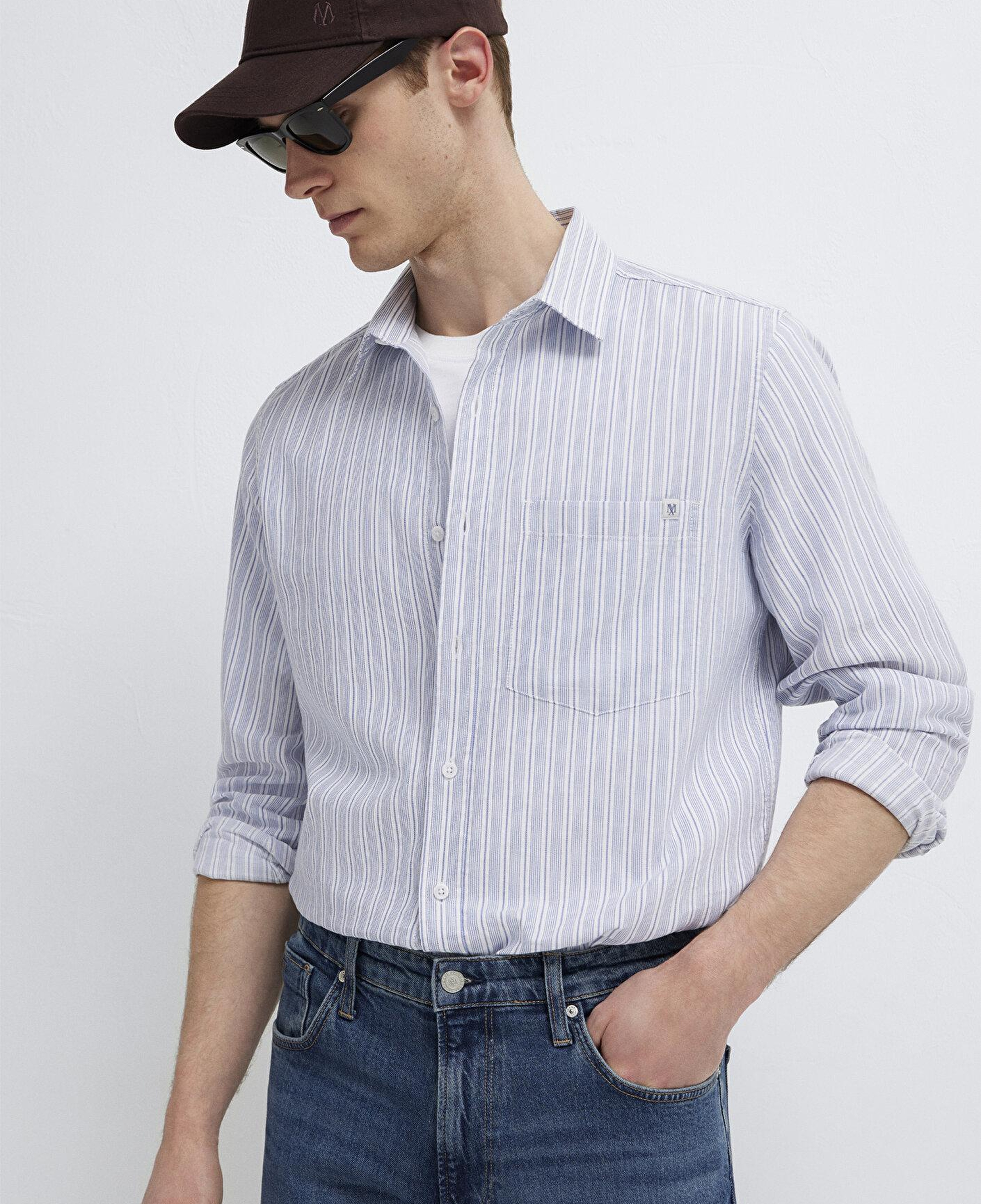 Mavi Çizgili Gömlek Regular Fit / Normal Kesim 0212006-91561