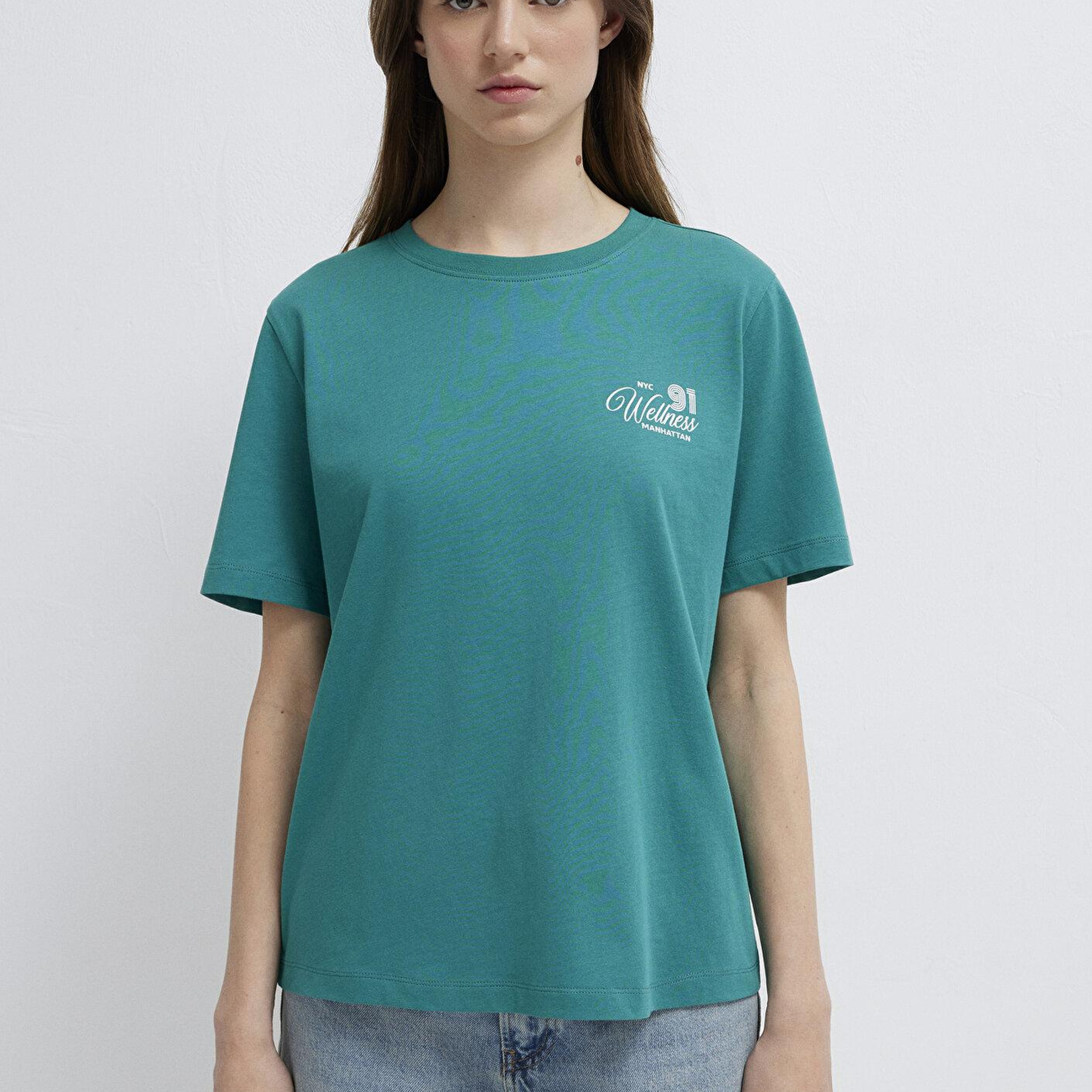 Mavi Slogan Baskılı Yeşil Tişört Regular Fit / Normal Kesim 1613908-71914