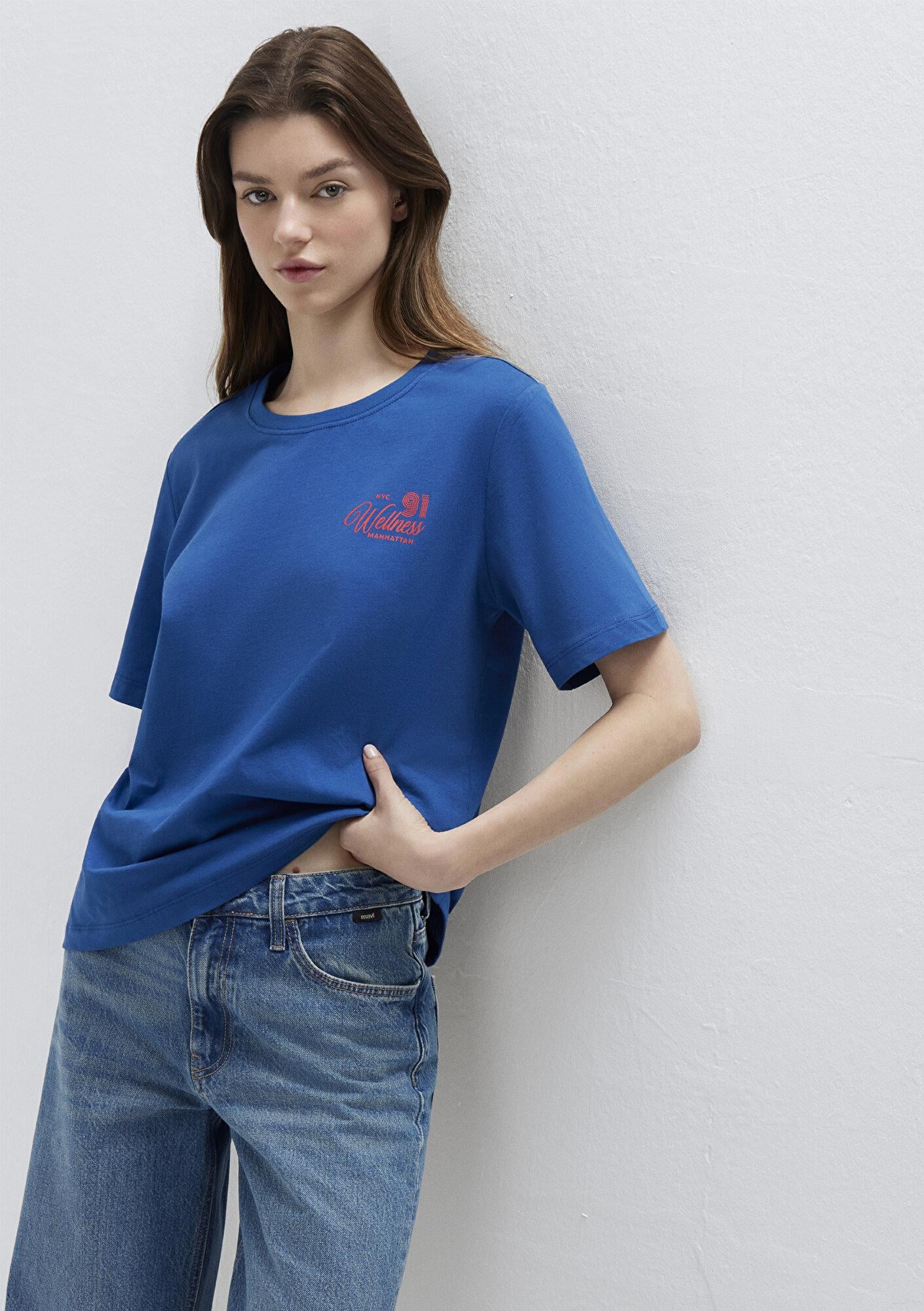 Mavi Slogan Baskılı Mavi Tişört Regular Fit / Normal Kesim 1613908-85317