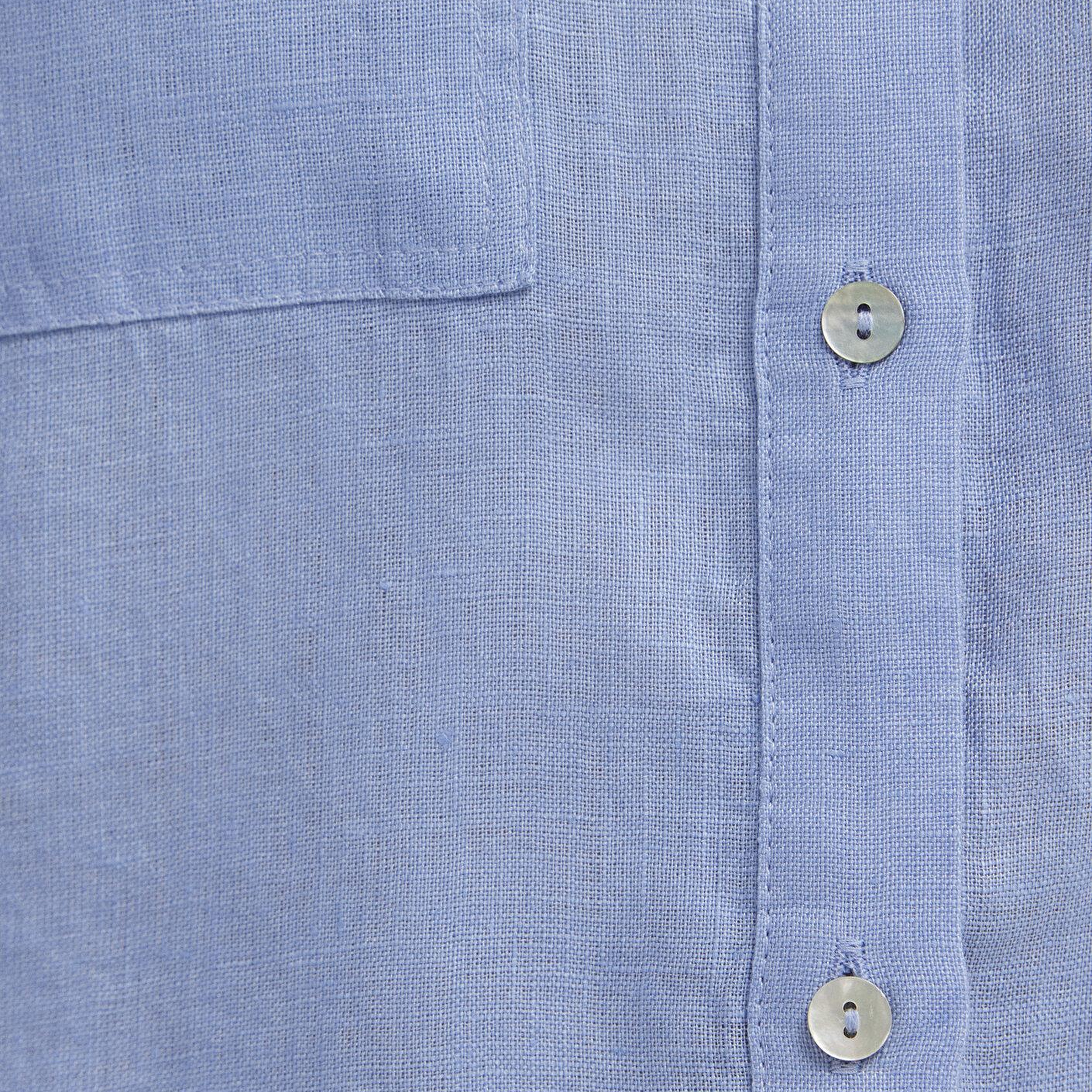 Mavi Cepli Mavi Keten Gömlek Slim Fit / Dar Kesim 1211466-80874