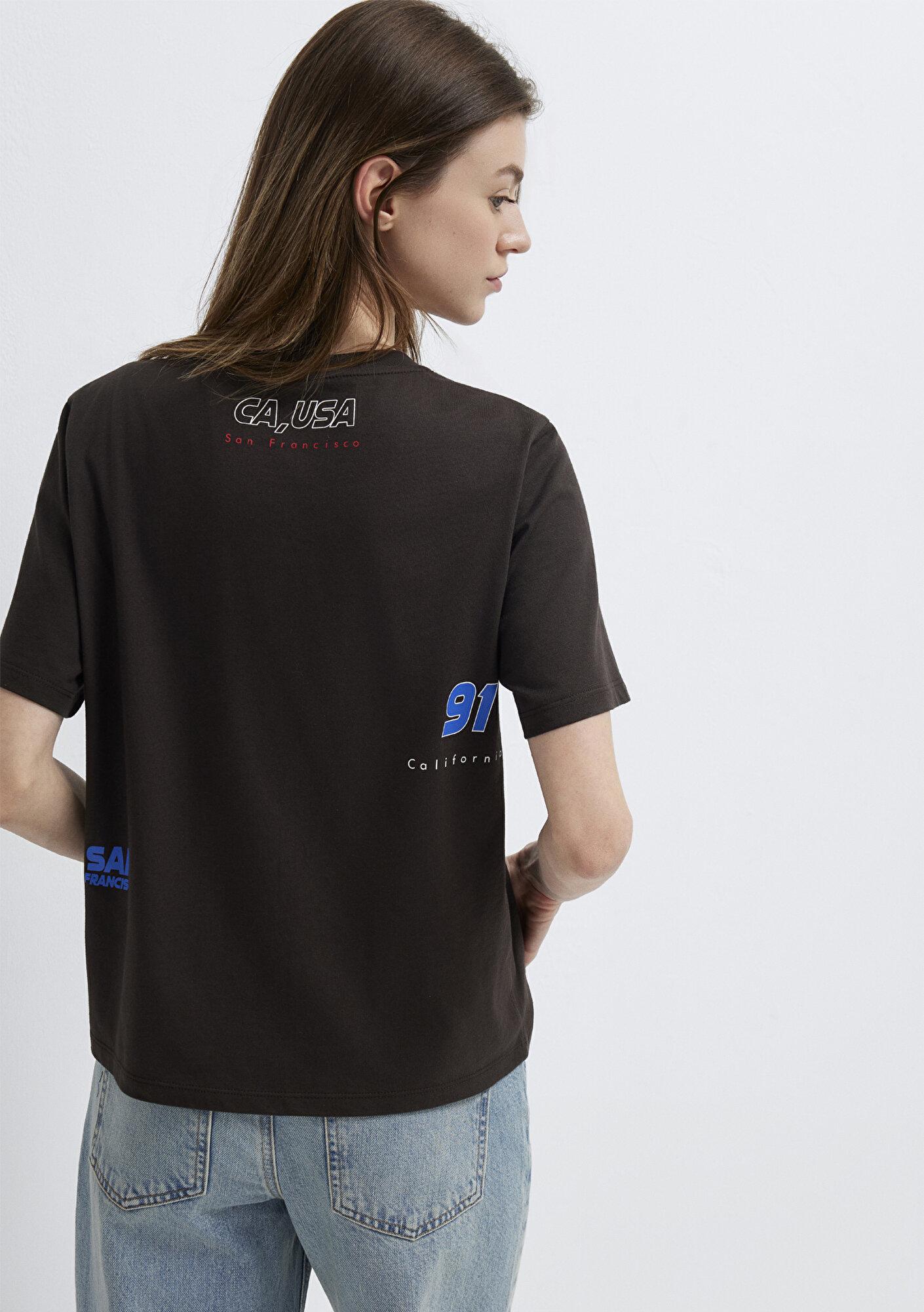 Mavi San Francisco Baskılı Kahverengi Tişört Regular Fit / Normal Kesim 1613736-70236