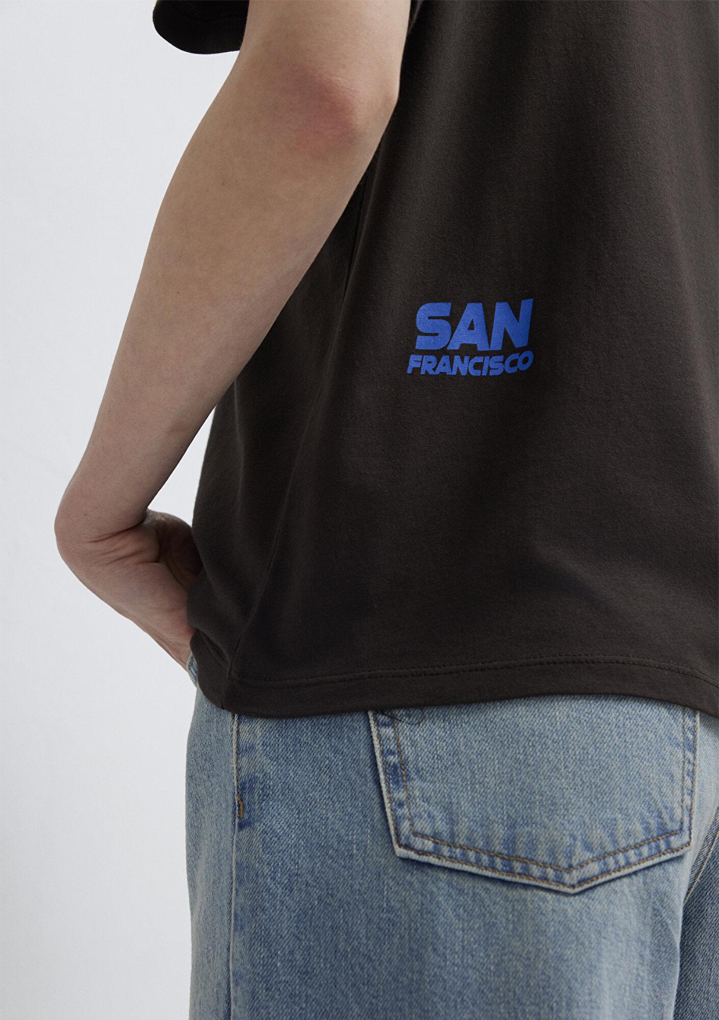Mavi San Francisco Baskılı Kahverengi Tişört Regular Fit / Normal Kesim 1613736-70236
