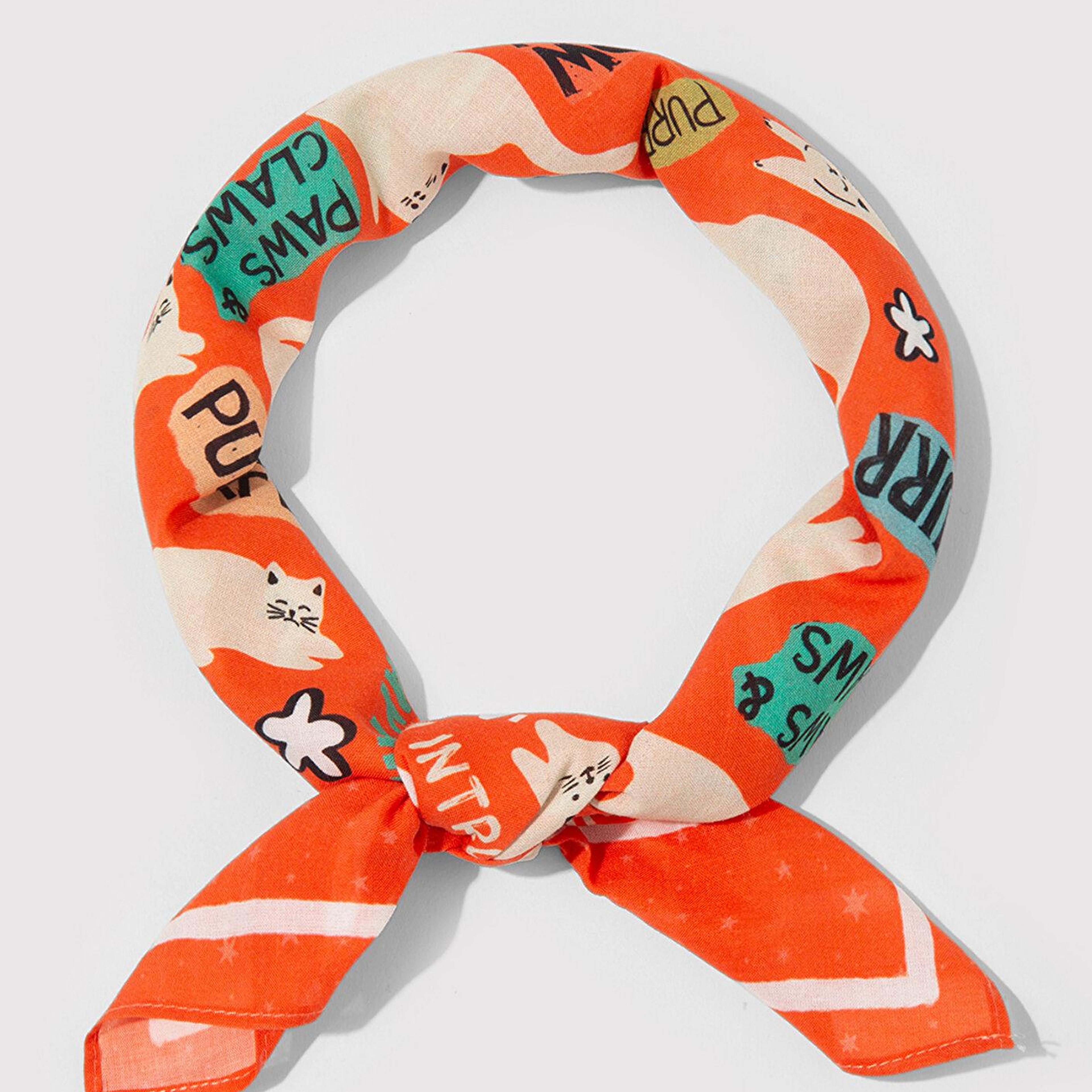 Mavi Kedi Baskılı Turuncu Bandana 1913765-82676