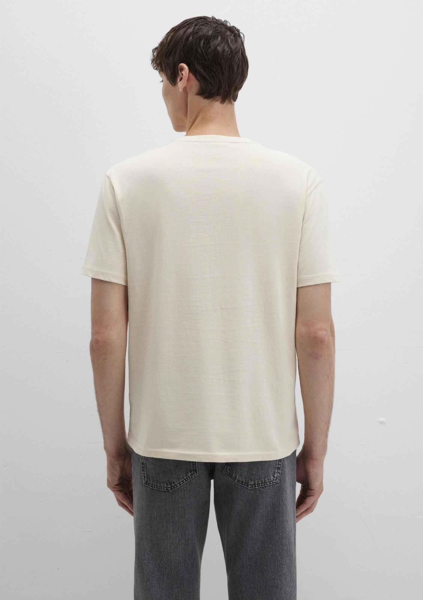 Mavi Mavi Logo İşlemeli Bej Basic Tişört Loose Fit / Bol Rahat Kesim 067074-70072