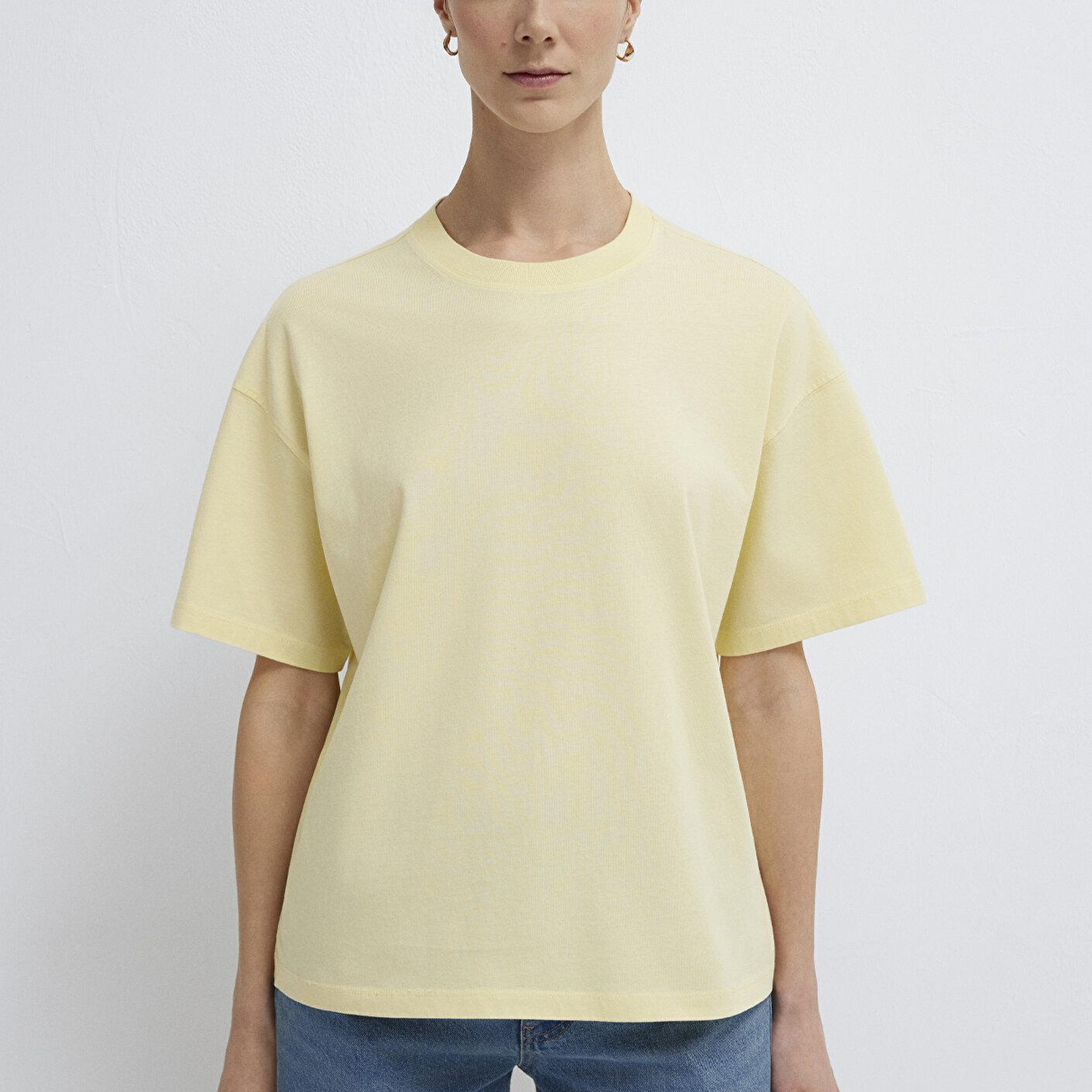 Mavi Sarı Basic Tişört Loose Fit / Bol Rahat Kesim 1614313-71187