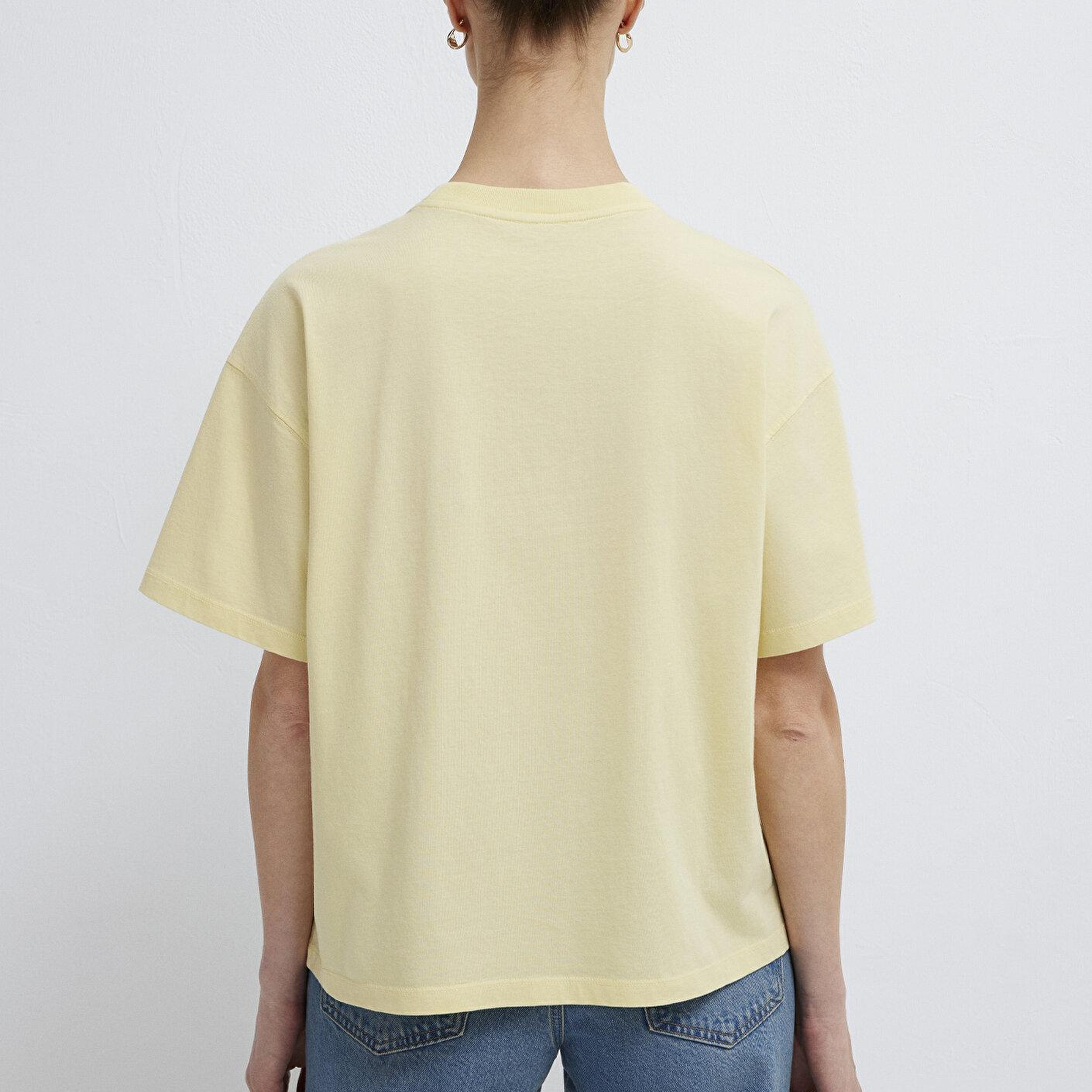 Mavi Sarı Basic Tişört Loose Fit / Bol Rahat Kesim 1614313-71187