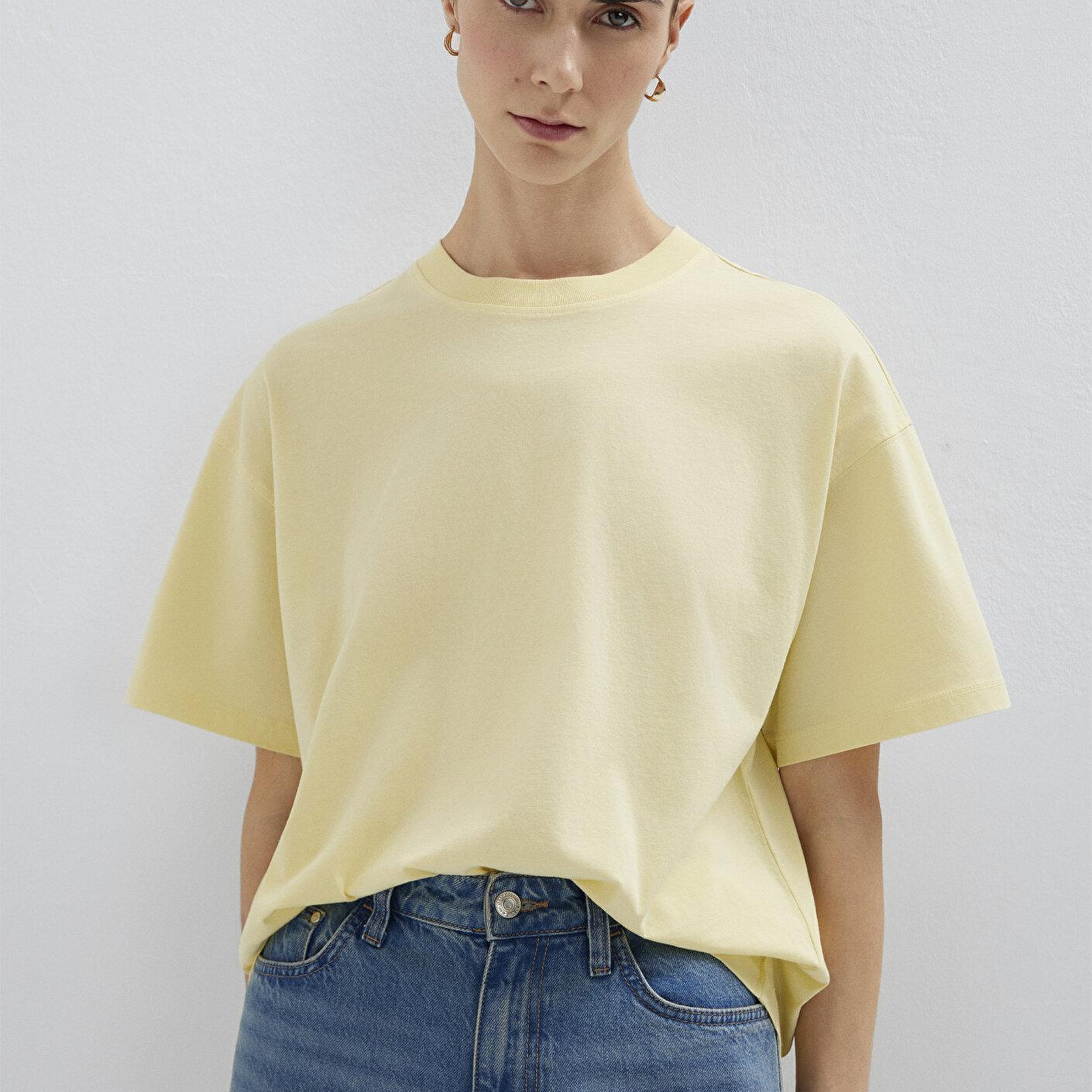 Mavi Sarı Basic Tişört Loose Fit / Bol Rahat Kesim 1614313-71187