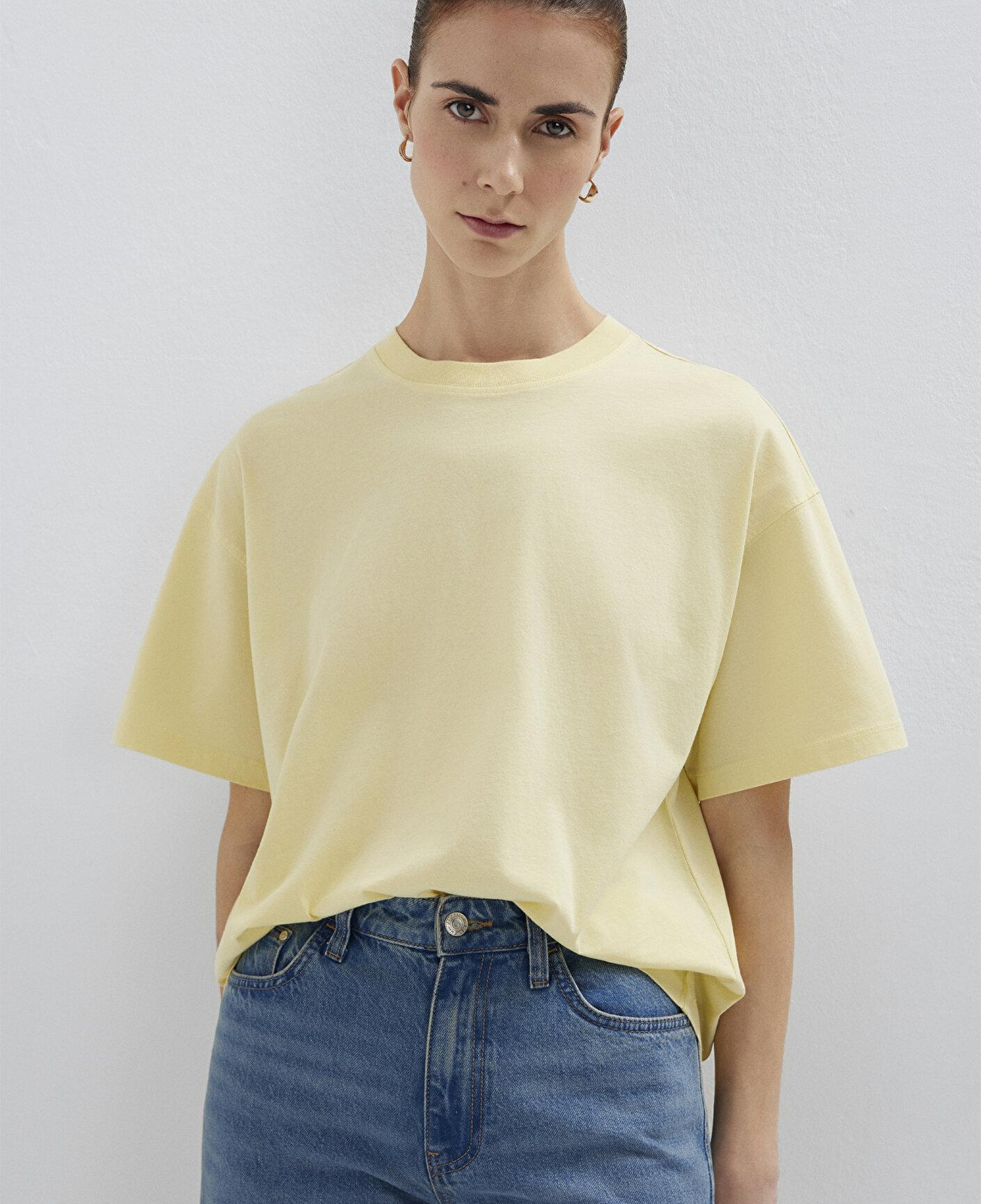 Mavi Sarı Basic Tişört Loose Fit / Bol Rahat Kesim 1614313-71187
