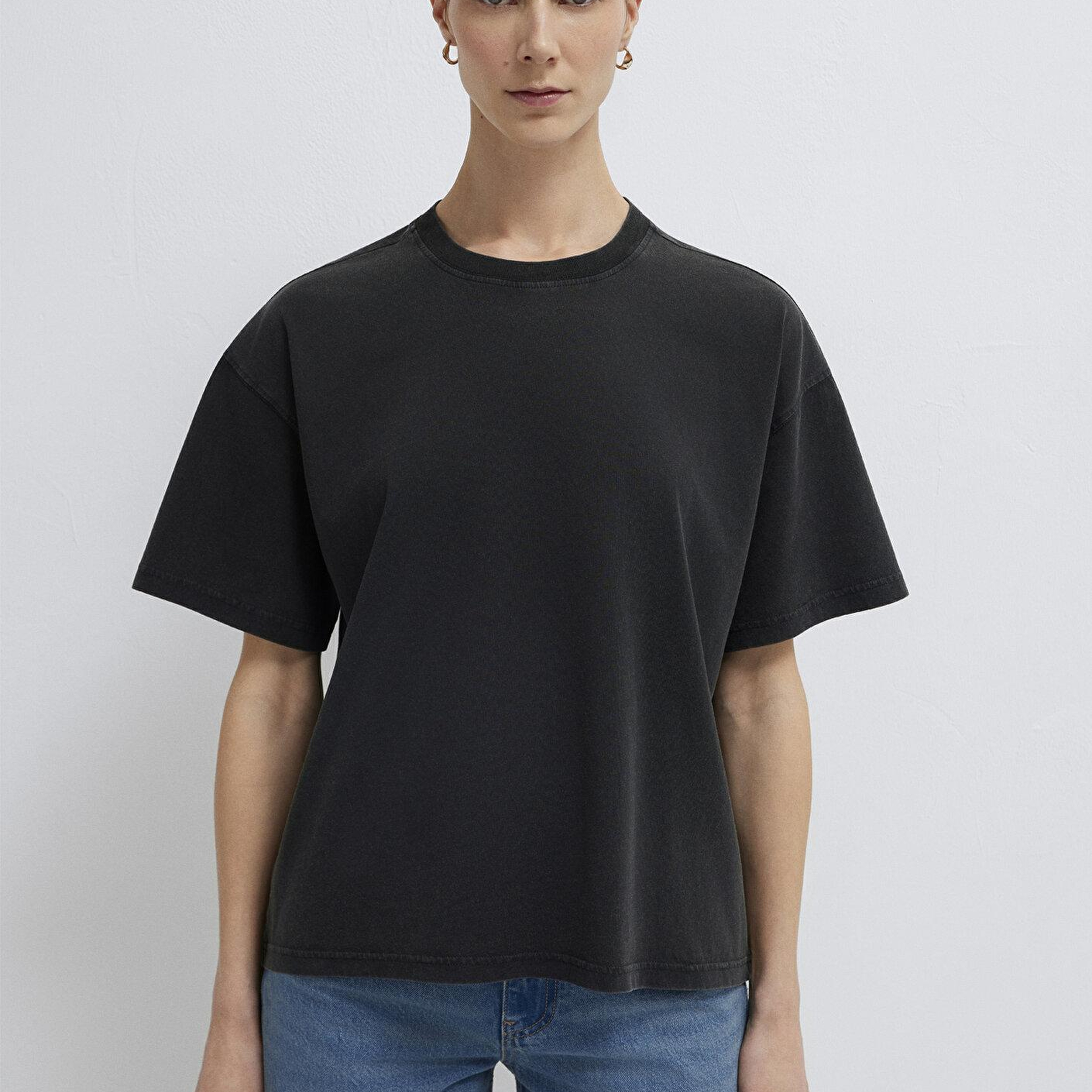 Mavi Antrasit Basic Tişört Loose Fit / Bol Rahat Kesim 1614313-70087
