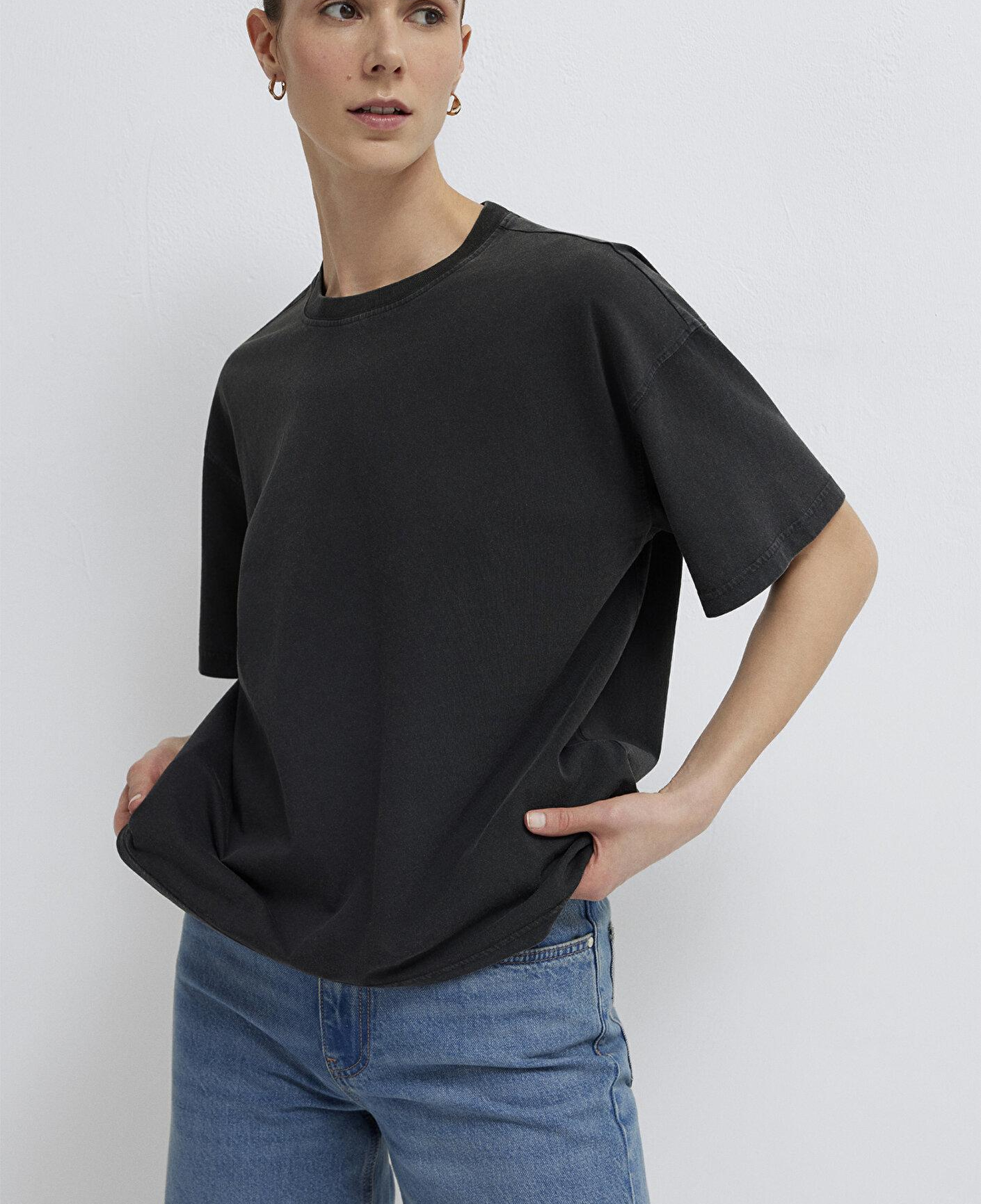 Mavi Antrasit Basic Tişört Loose Fit / Bol Rahat Kesim 1614313-70087