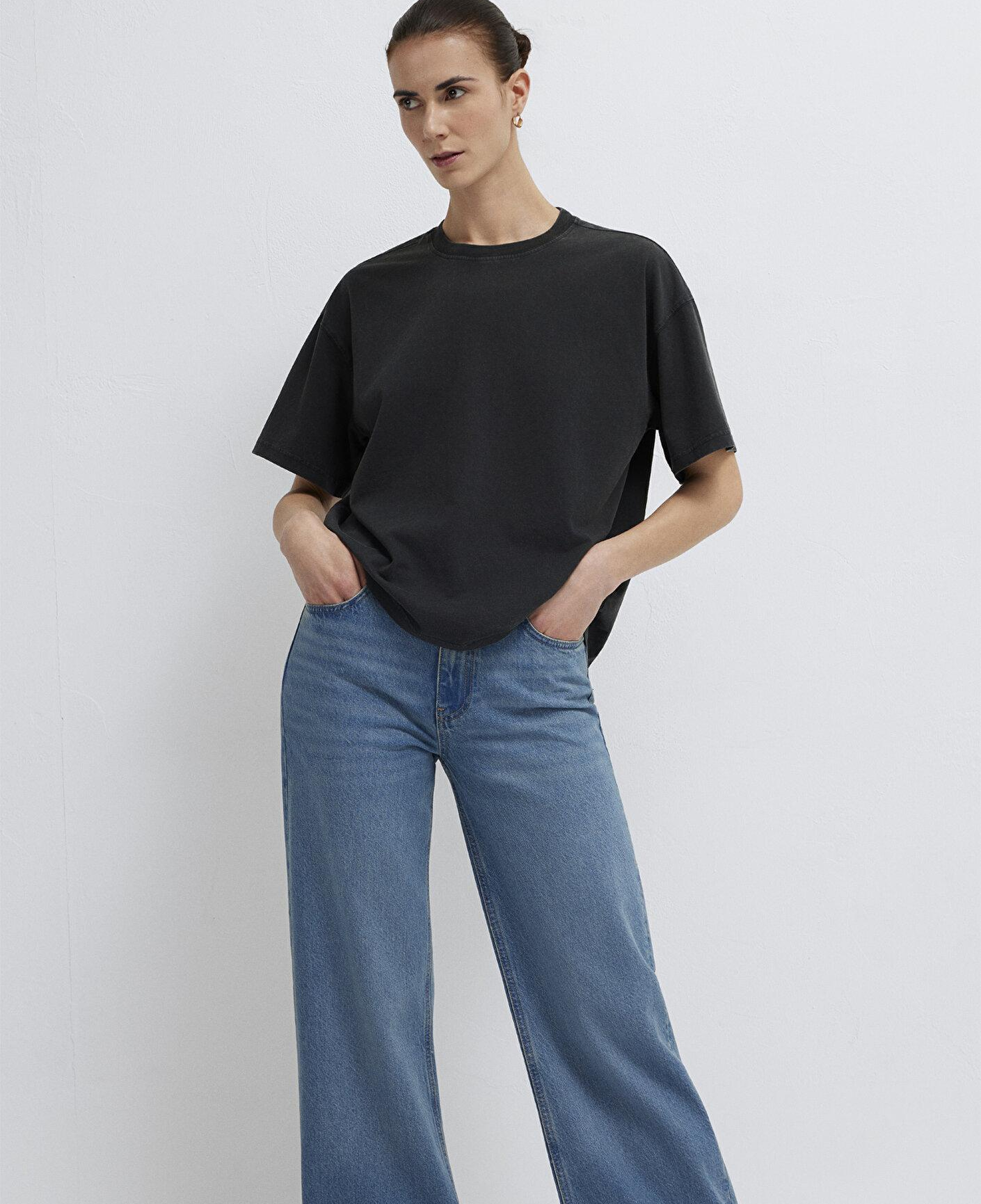 Mavi Antrasit Basic Tişört Loose Fit / Bol Rahat Kesim 1614313-70087