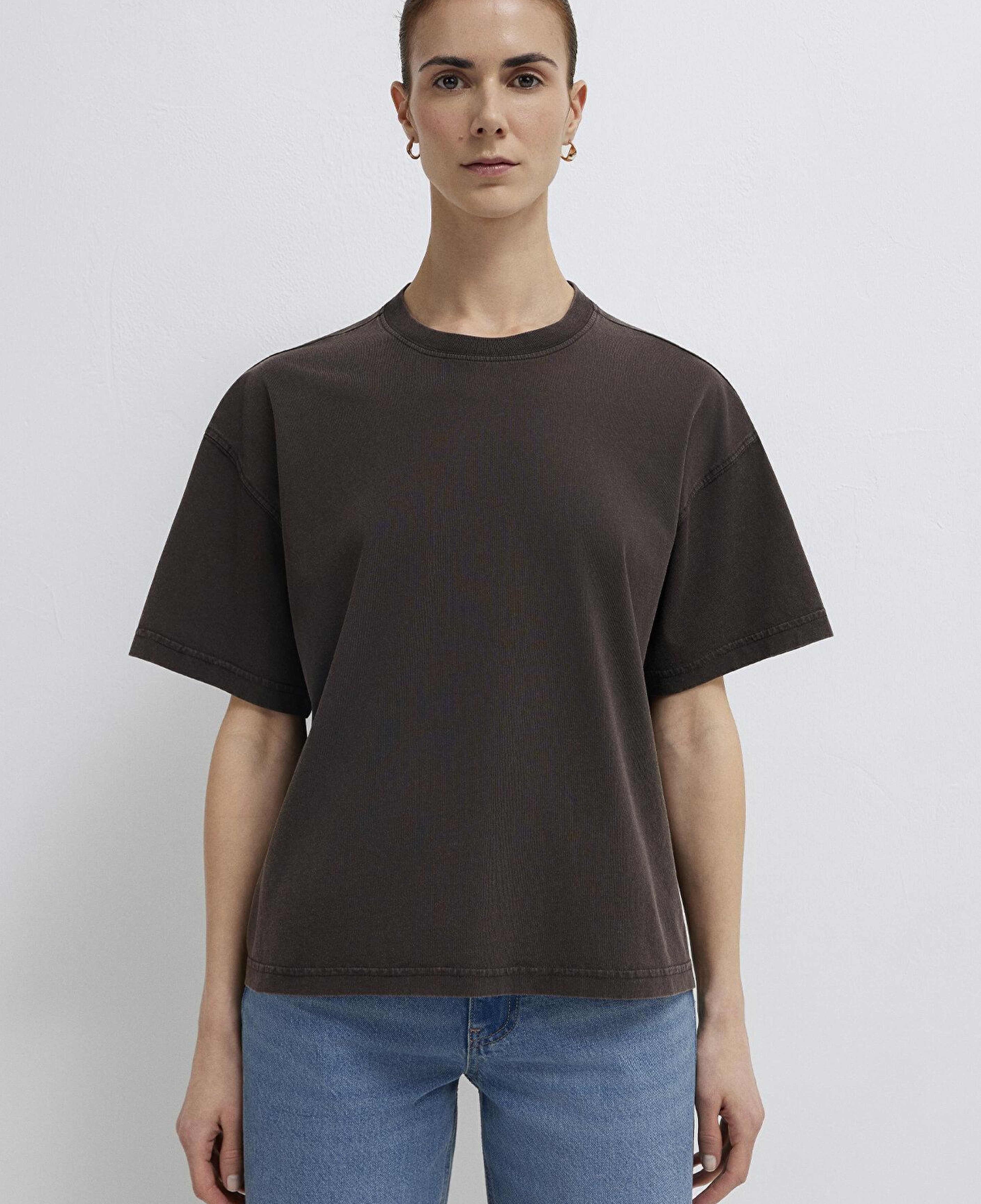 Mavi Kahverengi Basic Tişört Loose Fit / Bol Rahat Kesim 1614313-70236