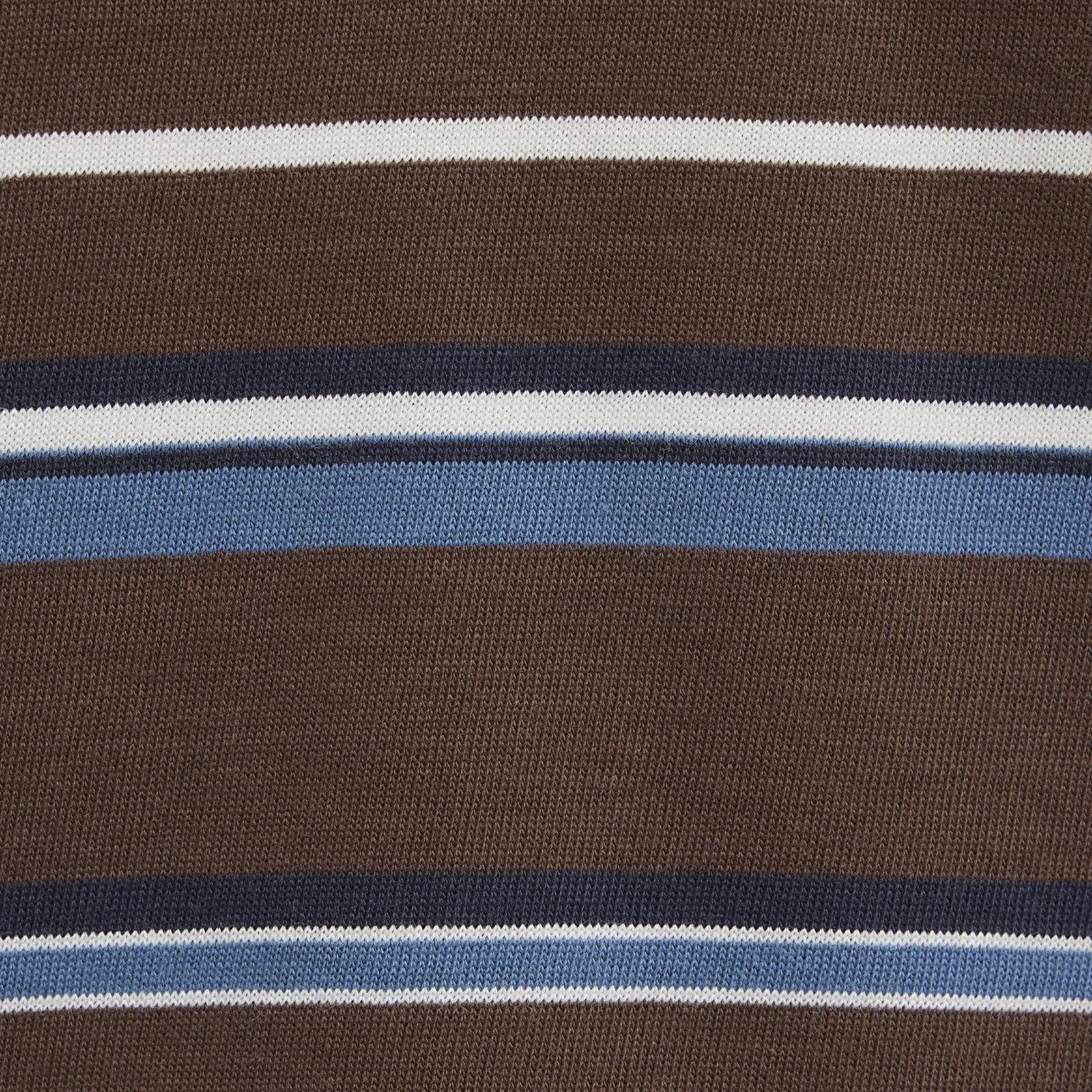 Mavi Çizgili Polo Yaka Kahverengi Tişört Regular Fit / Normal Kesim 1614119-88068