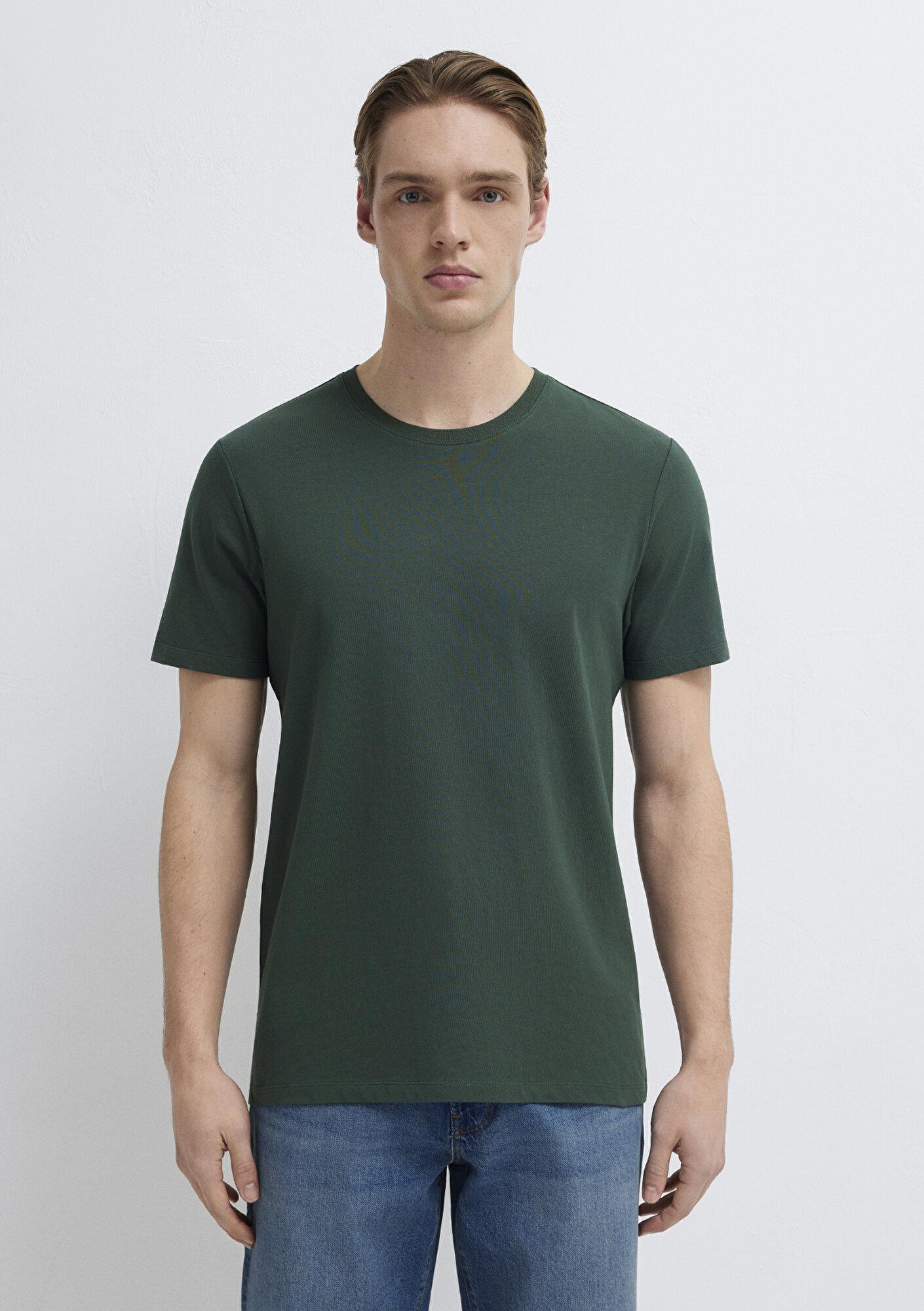 Mavi Yeşil Basic Tişört Slim Fit / Dar Kesim 0613437-71601