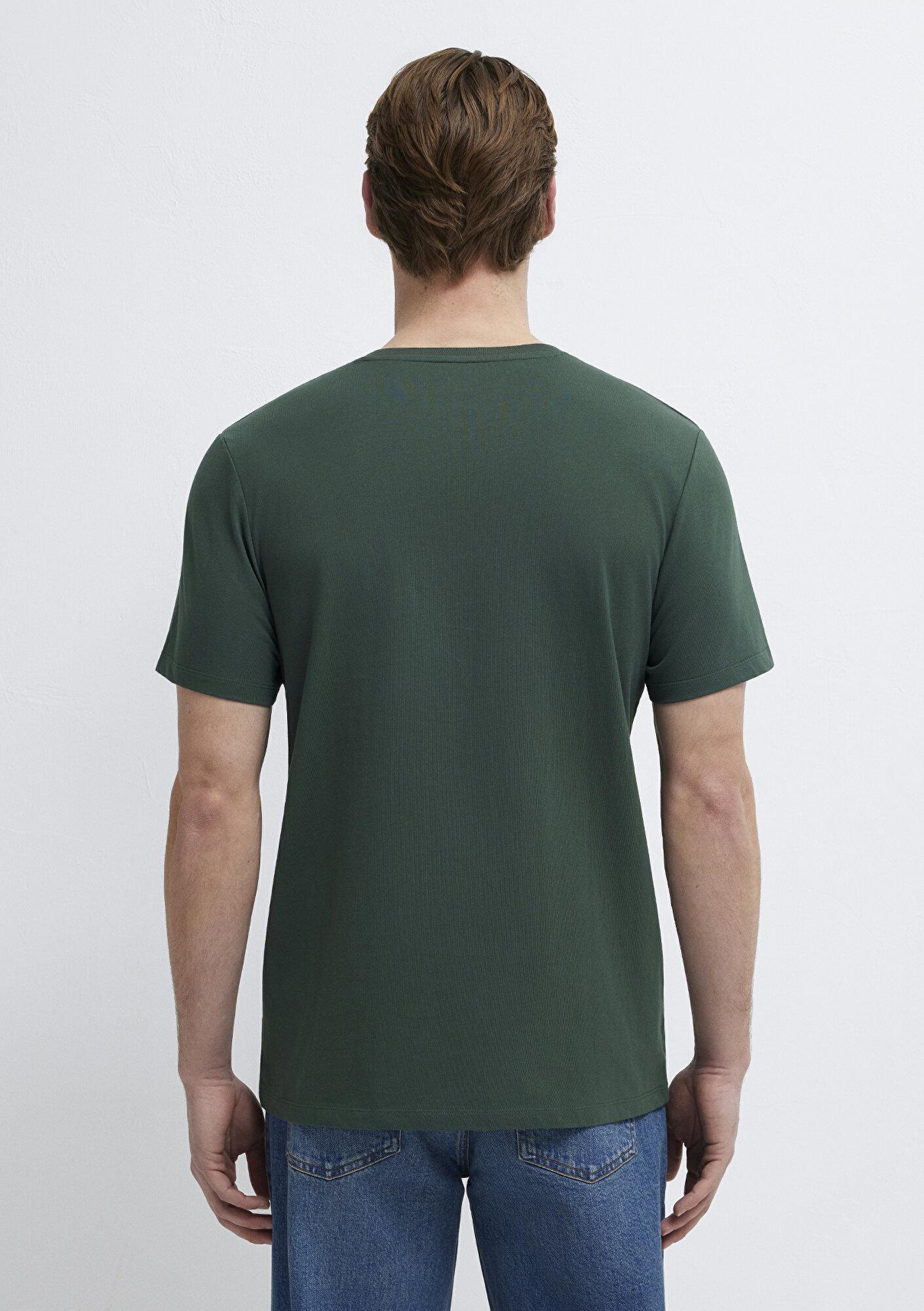 Mavi Yeşil Basic Tişört Slim Fit / Dar Kesim 0613437-71601