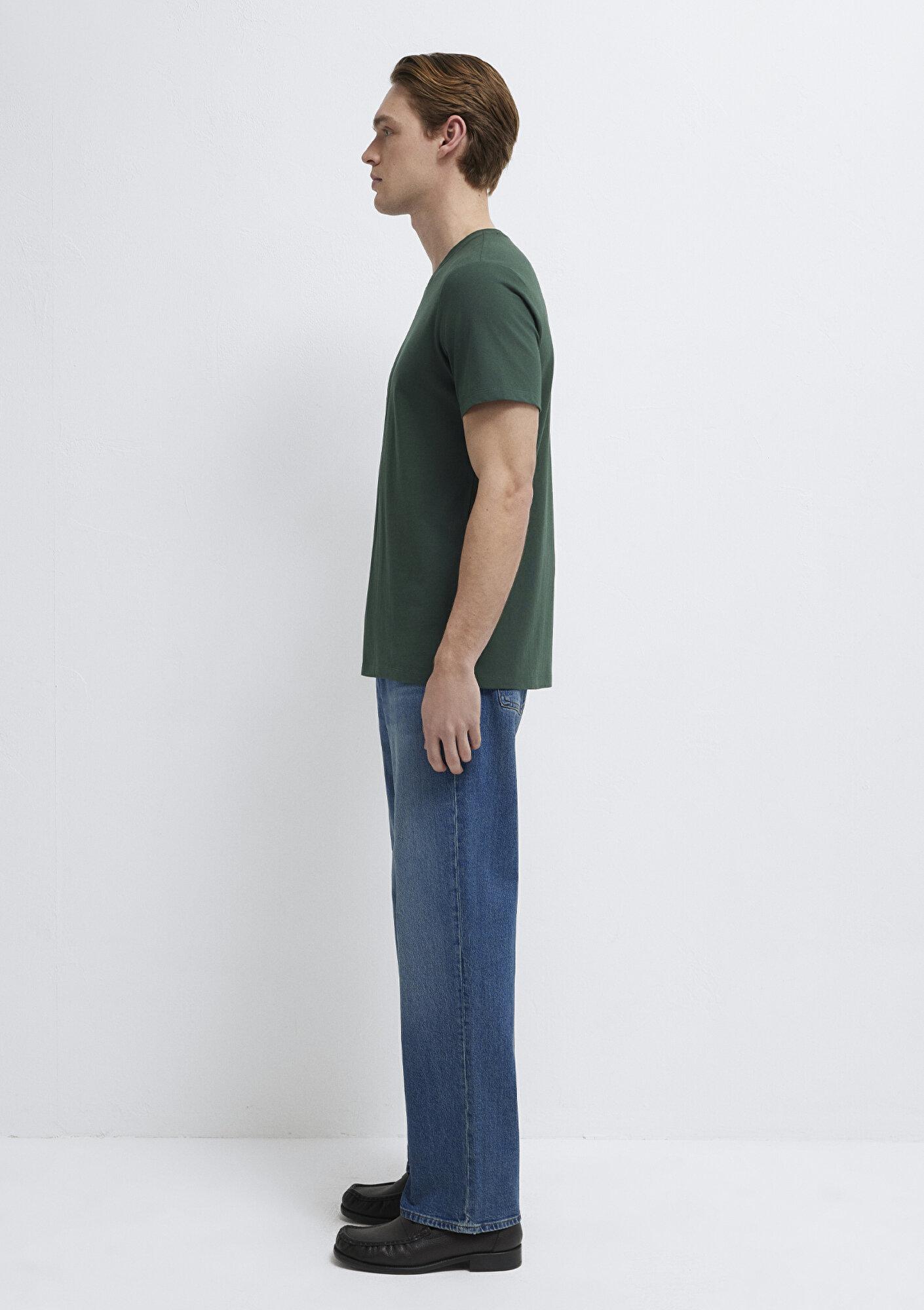Mavi Yeşil Basic Tişört Slim Fit / Dar Kesim 0613437-71601