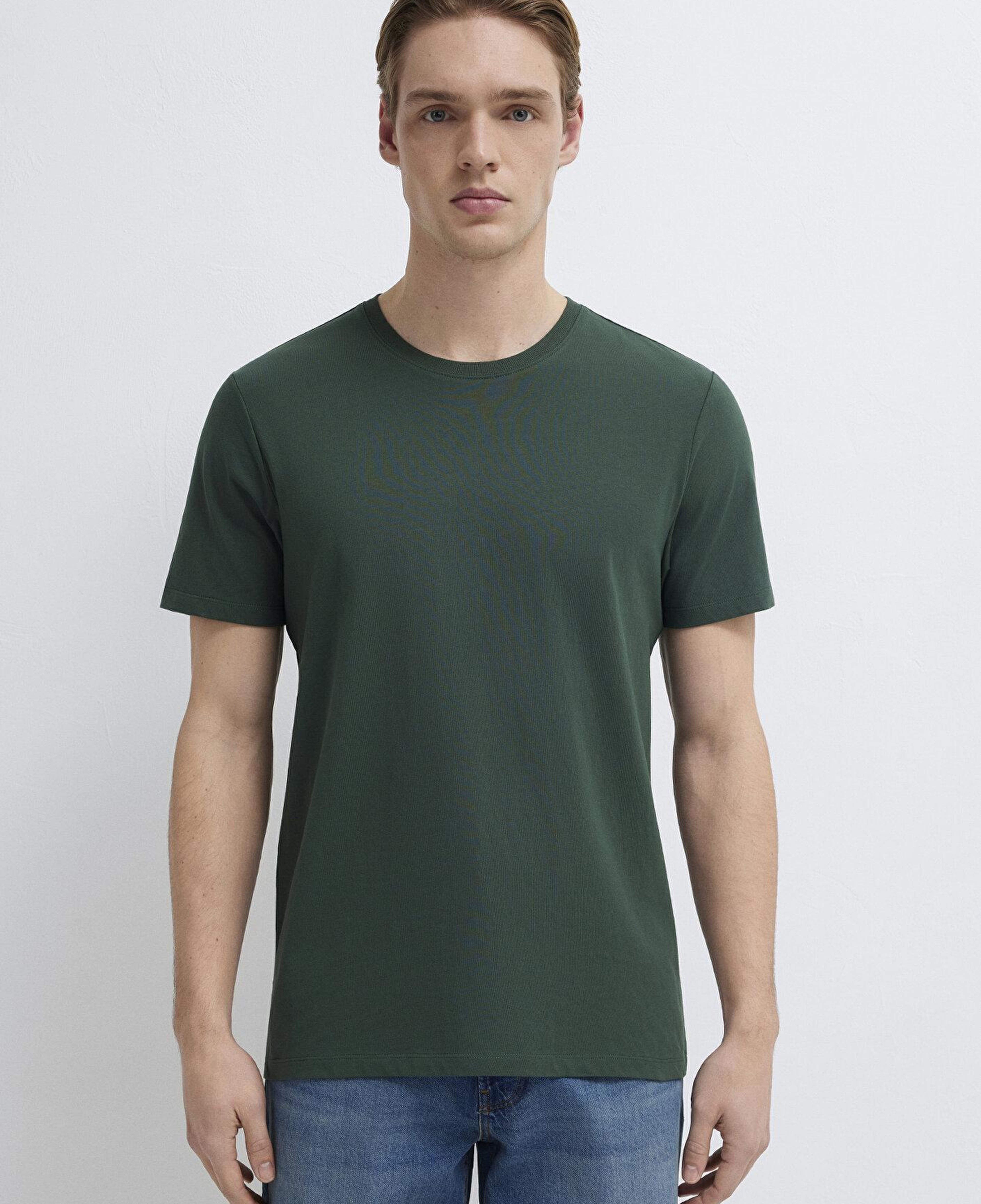 Mavi Yeşil Basic Tişört Slim Fit / Dar Kesim 0613437-71601