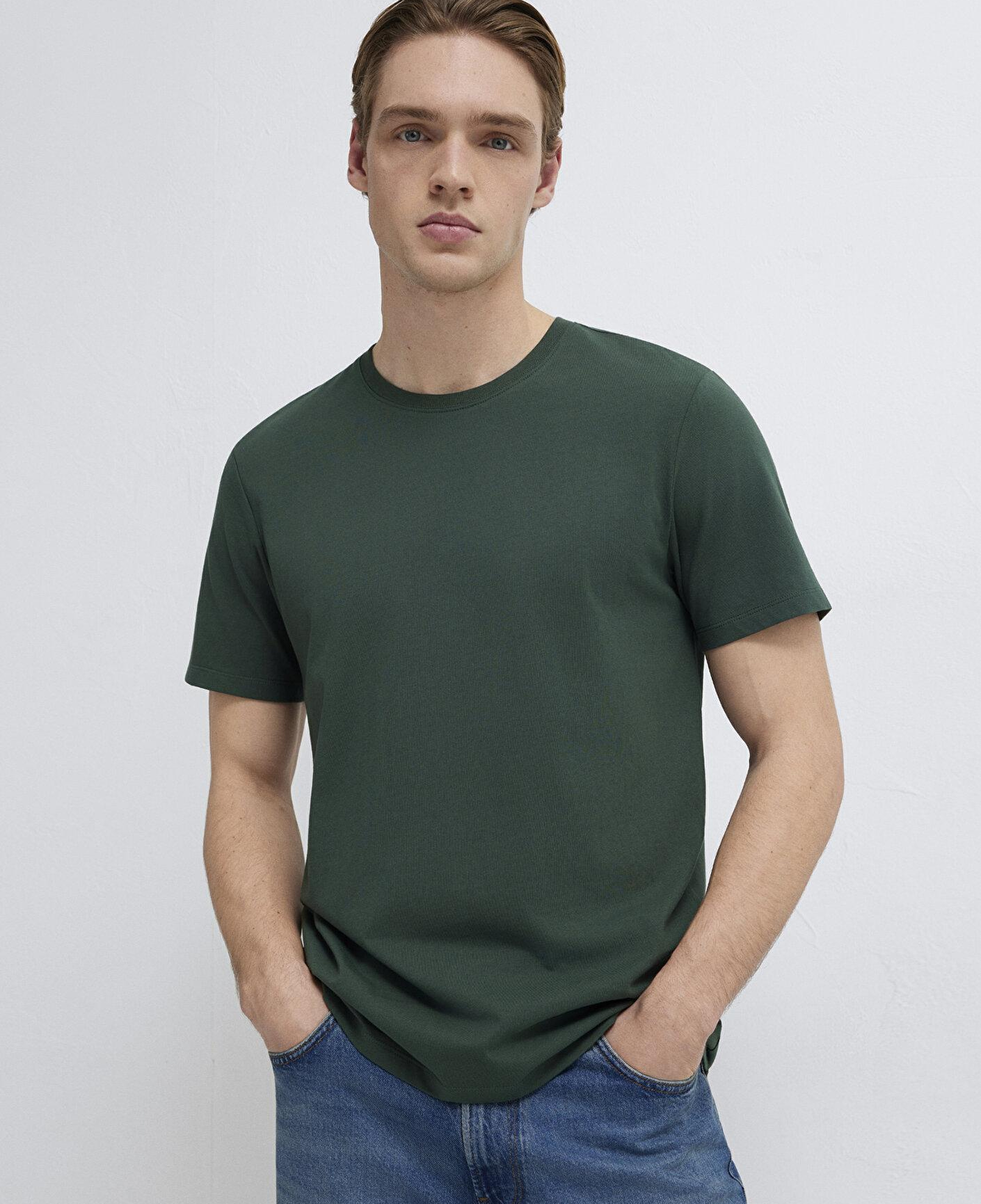 Mavi Yeşil Basic Tişört Slim Fit / Dar Kesim 0613437-71601