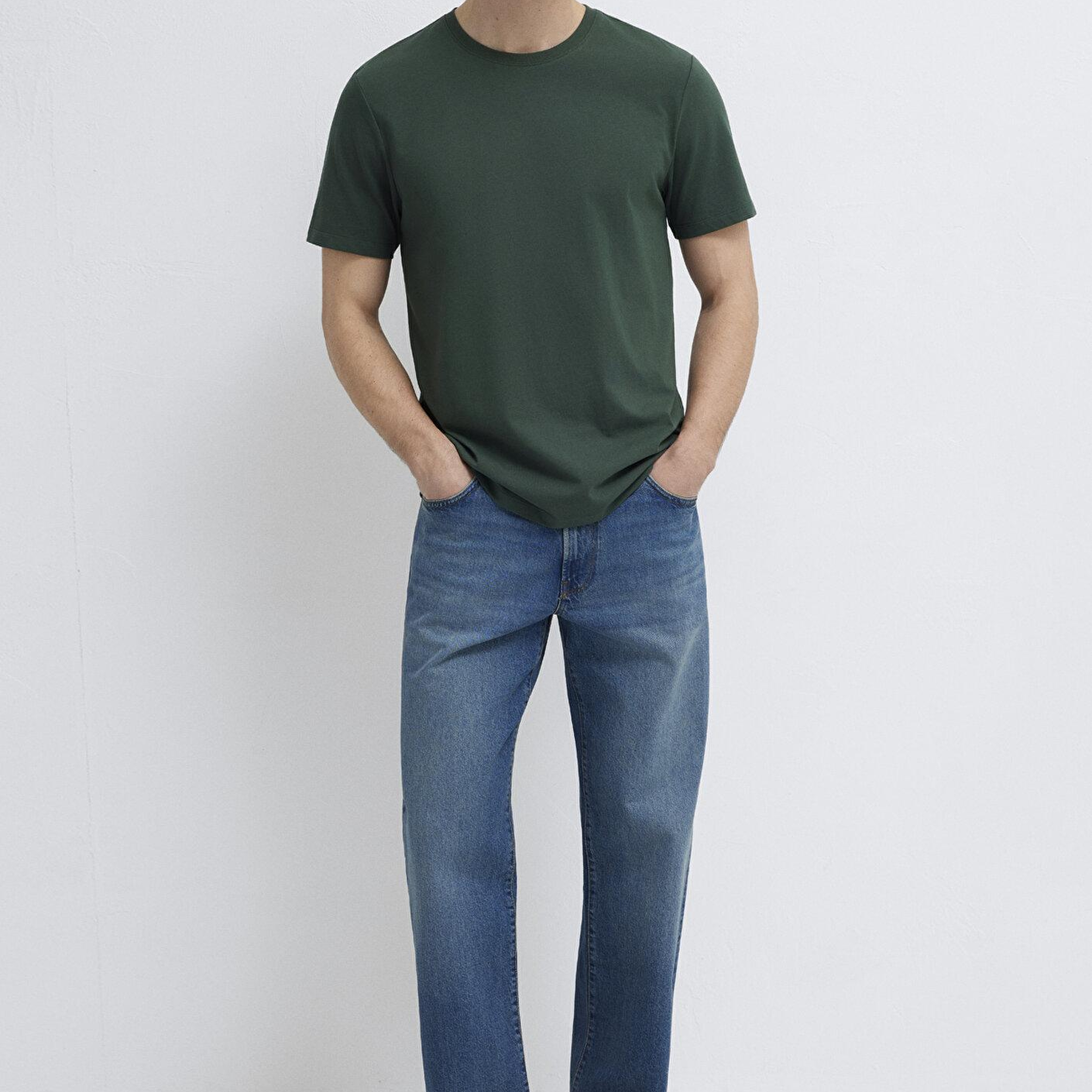 Mavi Yeşil Basic Tişört Slim Fit / Dar Kesim 0613437-71601