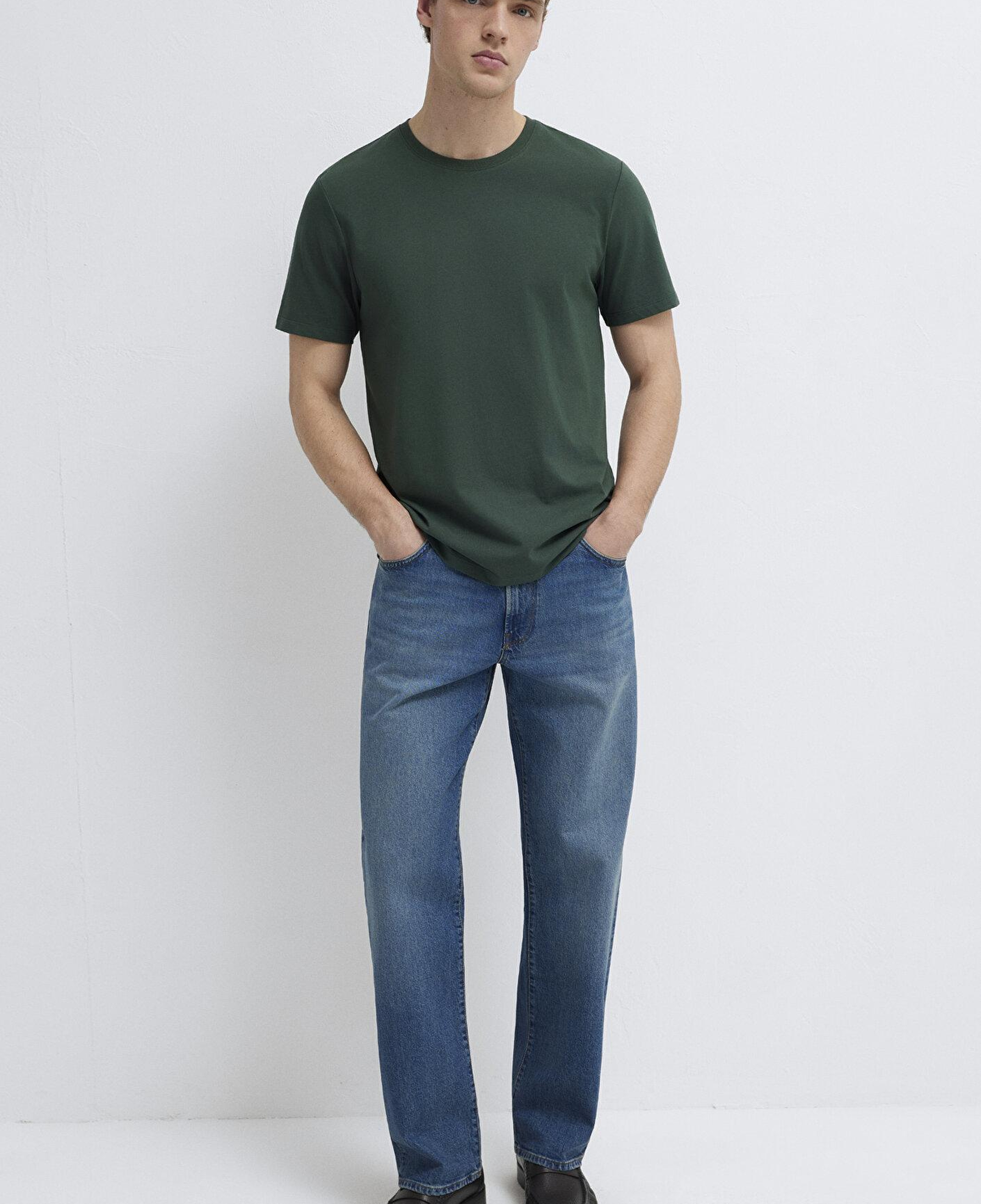 Mavi Yeşil Basic Tişört Slim Fit / Dar Kesim 0613437-71601