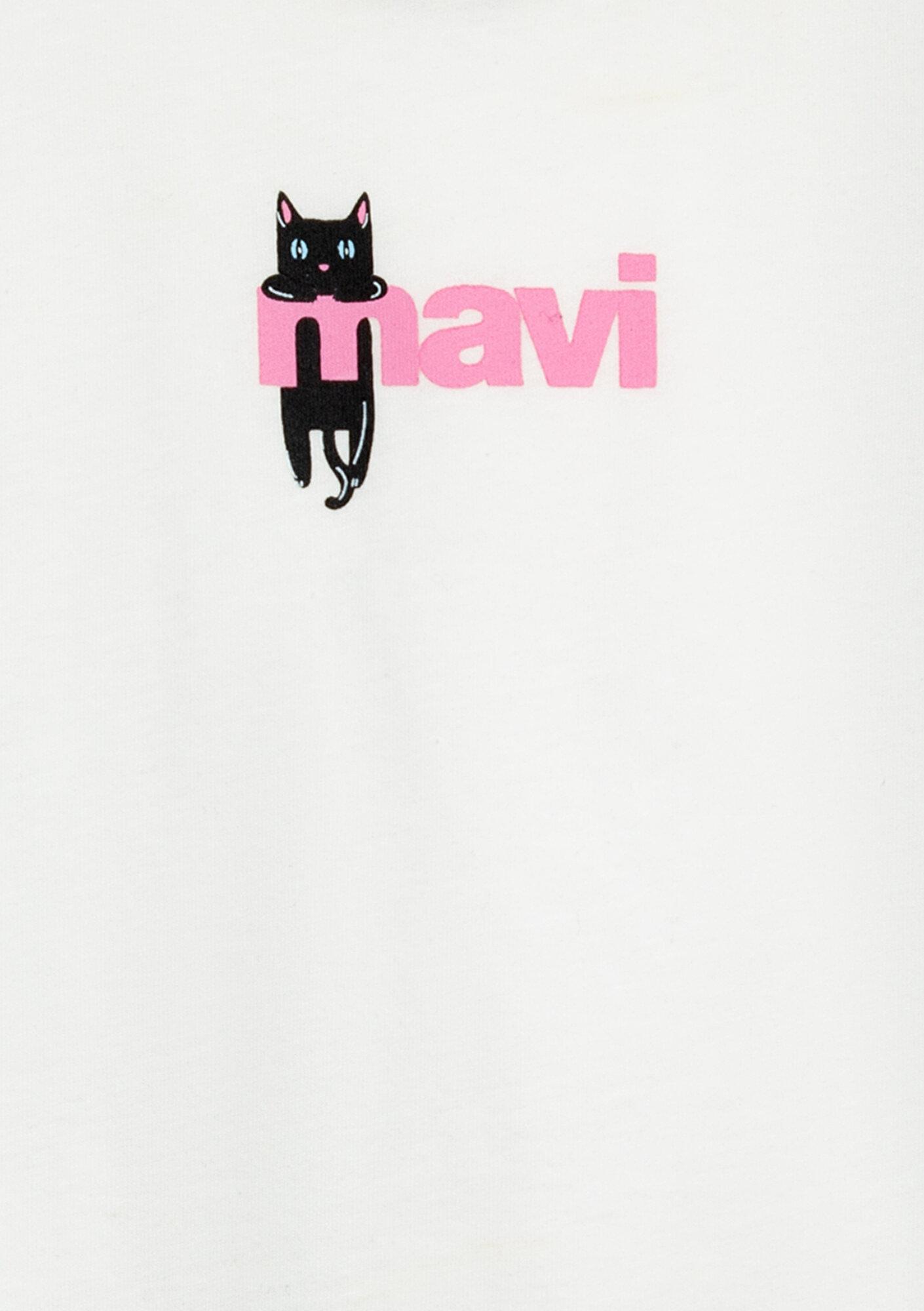 Mavi Mavi Baskılı Ekru Tişört Loose Fit / Bol Rahat Kesim 7610473-70057