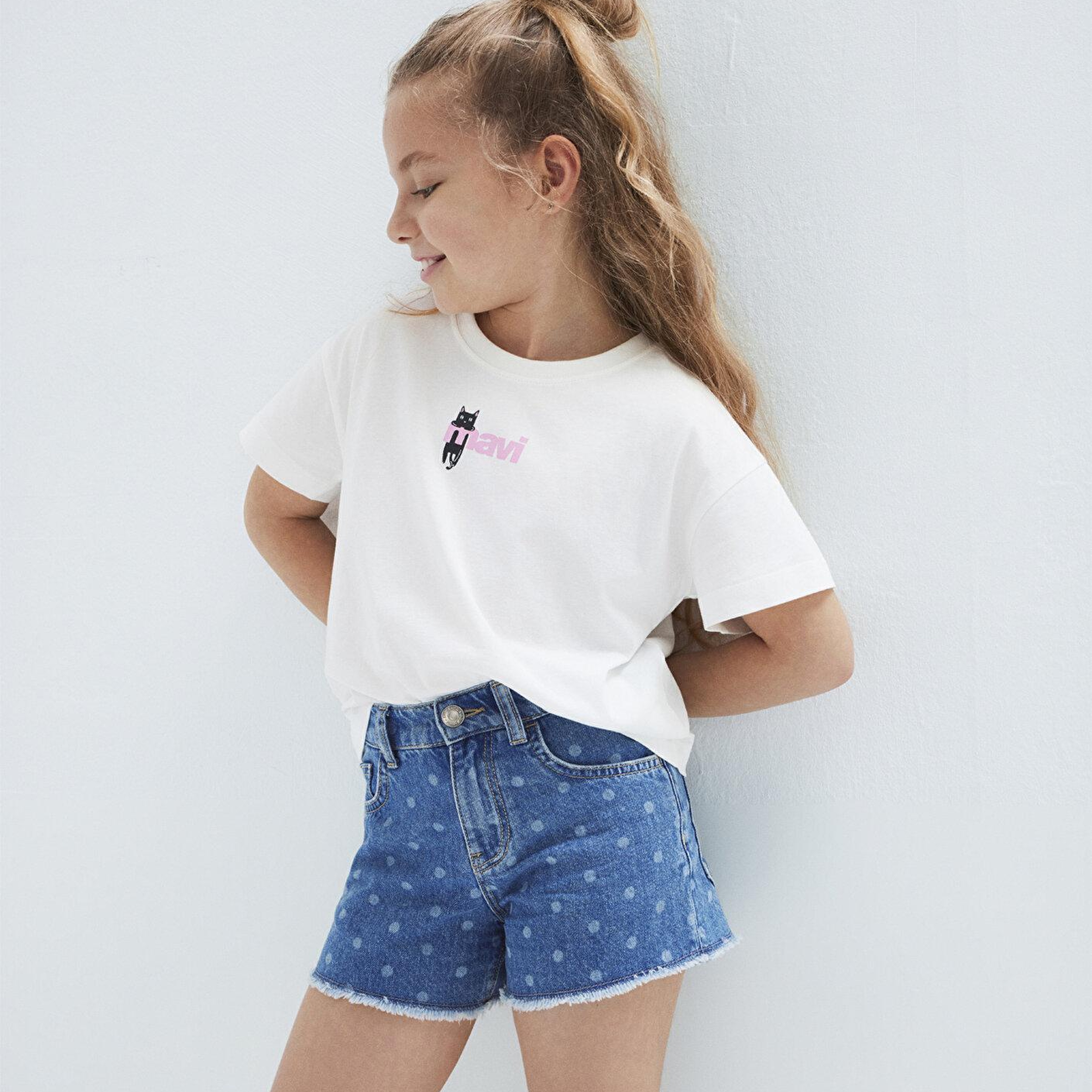 Mavi Mavi Baskılı Ekru Tişört Loose Fit / Bol Rahat Kesim 7610473-70057