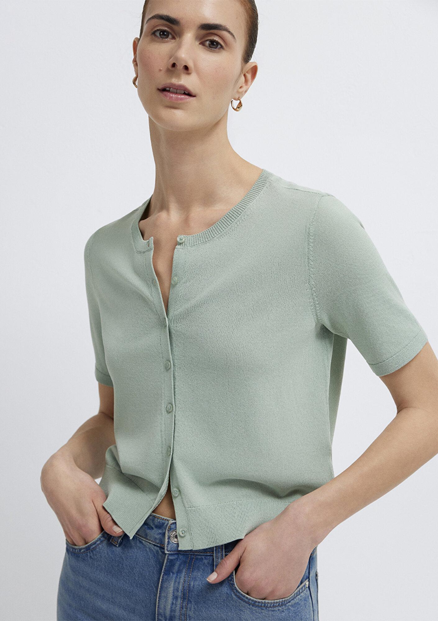 Mavi Yeşil Hırka Slim Fit / Dar Kesim 1710891-71455