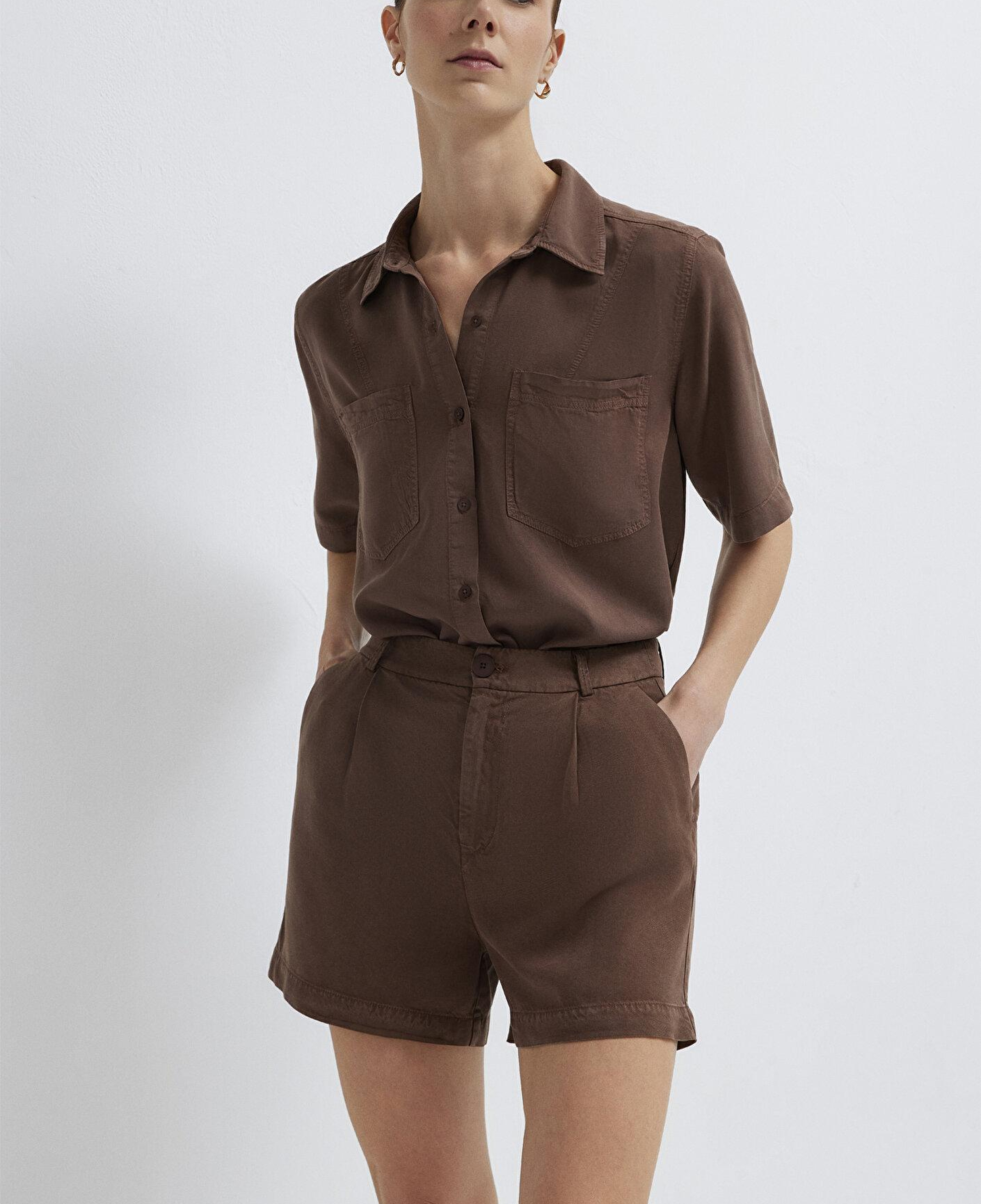 Mavi Kahverengi Gömlek Loose Fit / Bol Rahat Kesim 1211458-87537