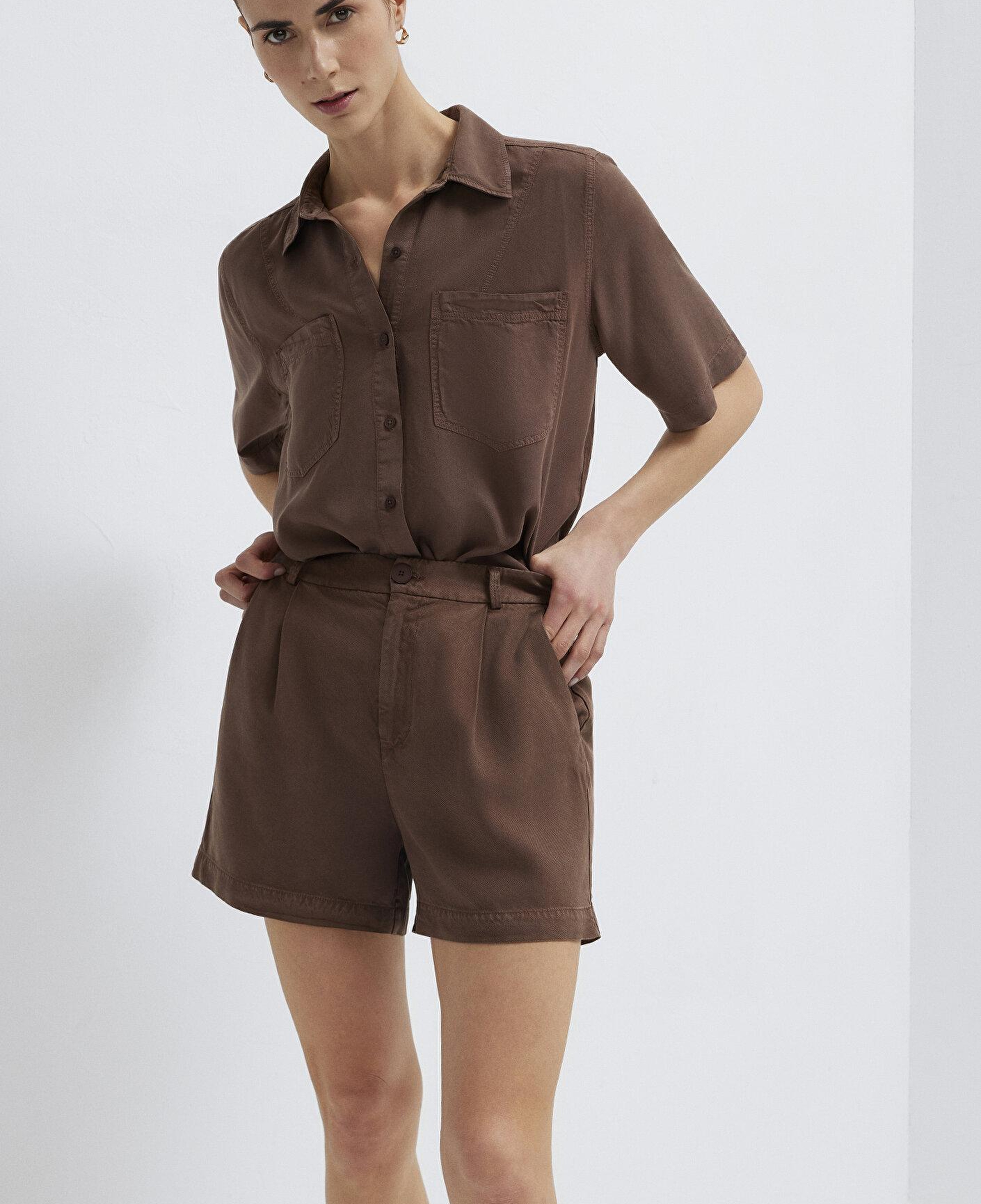 Mavi Kahverengi Gömlek Loose Fit / Bol Rahat Kesim 1211458-87537