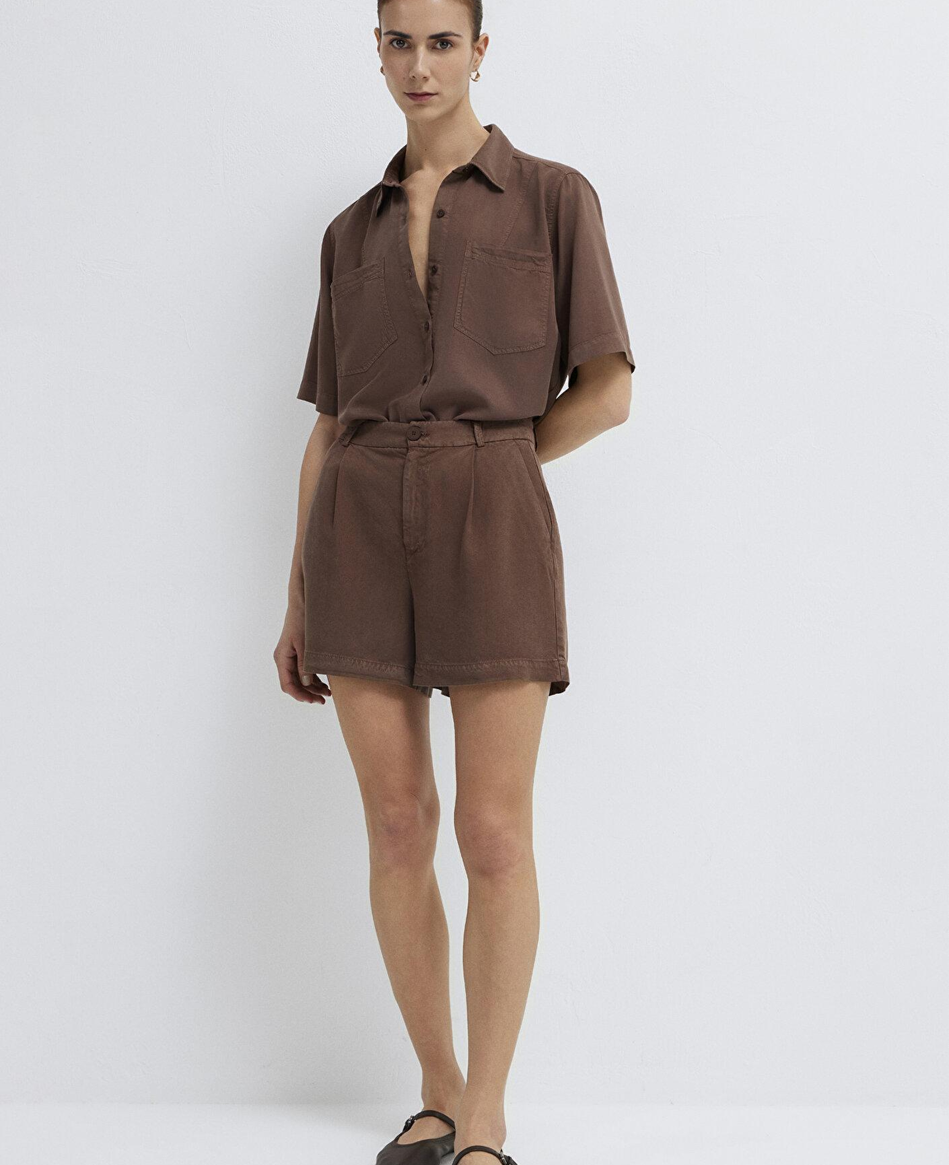 Mavi Kahverengi Gömlek Loose Fit / Bol Rahat Kesim 1211458-87537