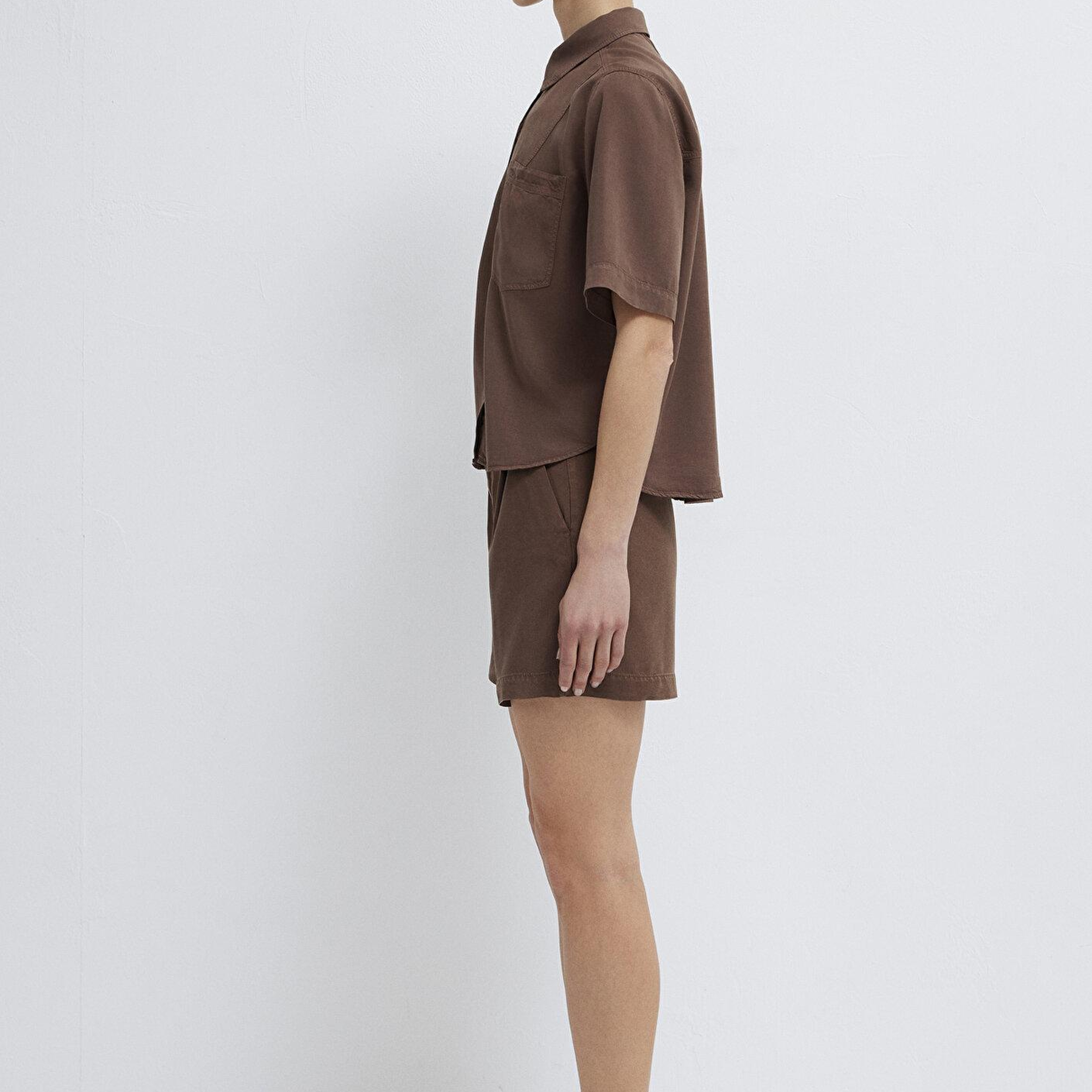 Mavi Kahverengi Gömlek Loose Fit / Bol Rahat Kesim 1211458-87537