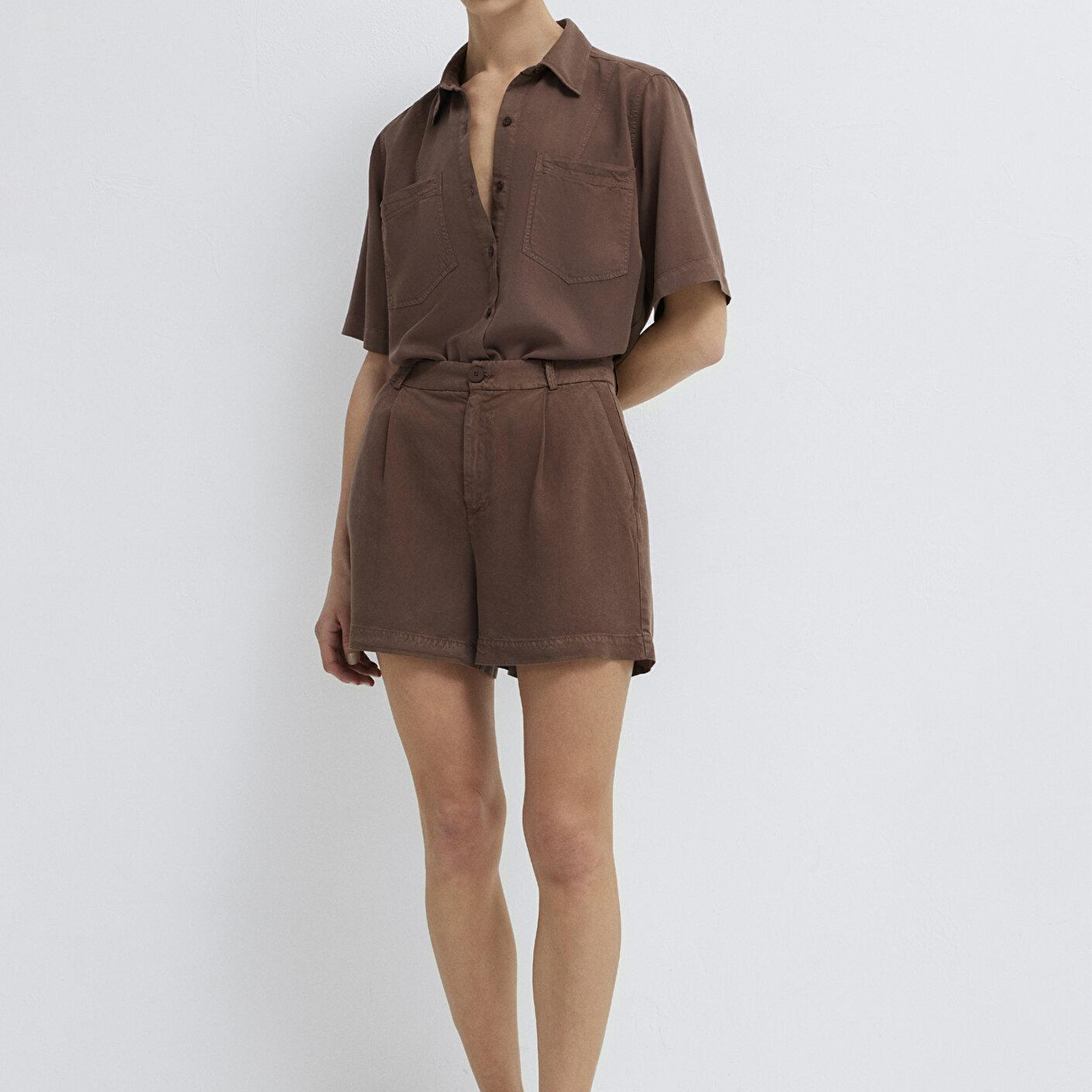 Mavi Kahverengi Gömlek Loose Fit / Bol Rahat Kesim 1211458-87537