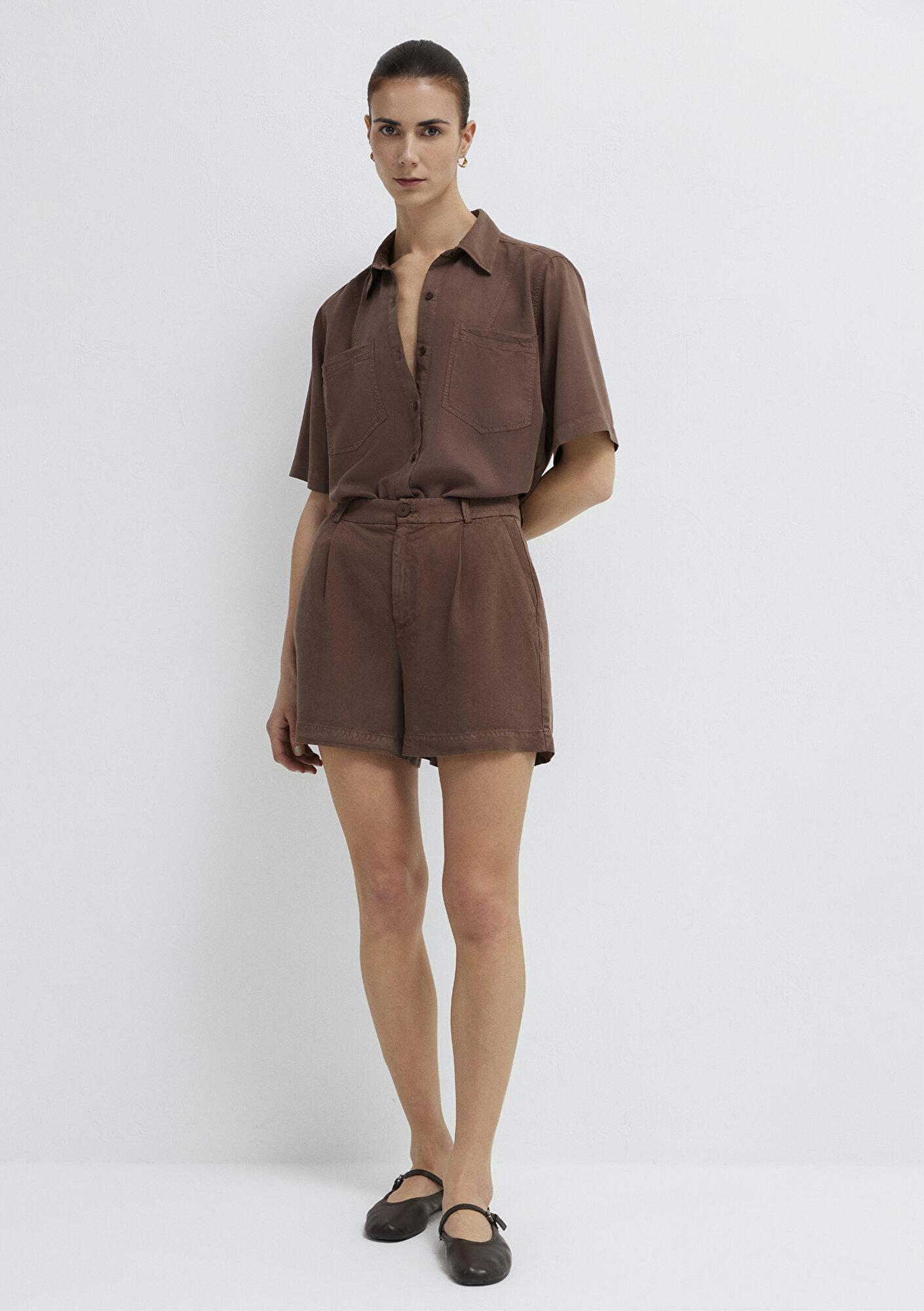 Mavi Kahverengi Gömlek Loose Fit / Bol Rahat Kesim 1211458-87537