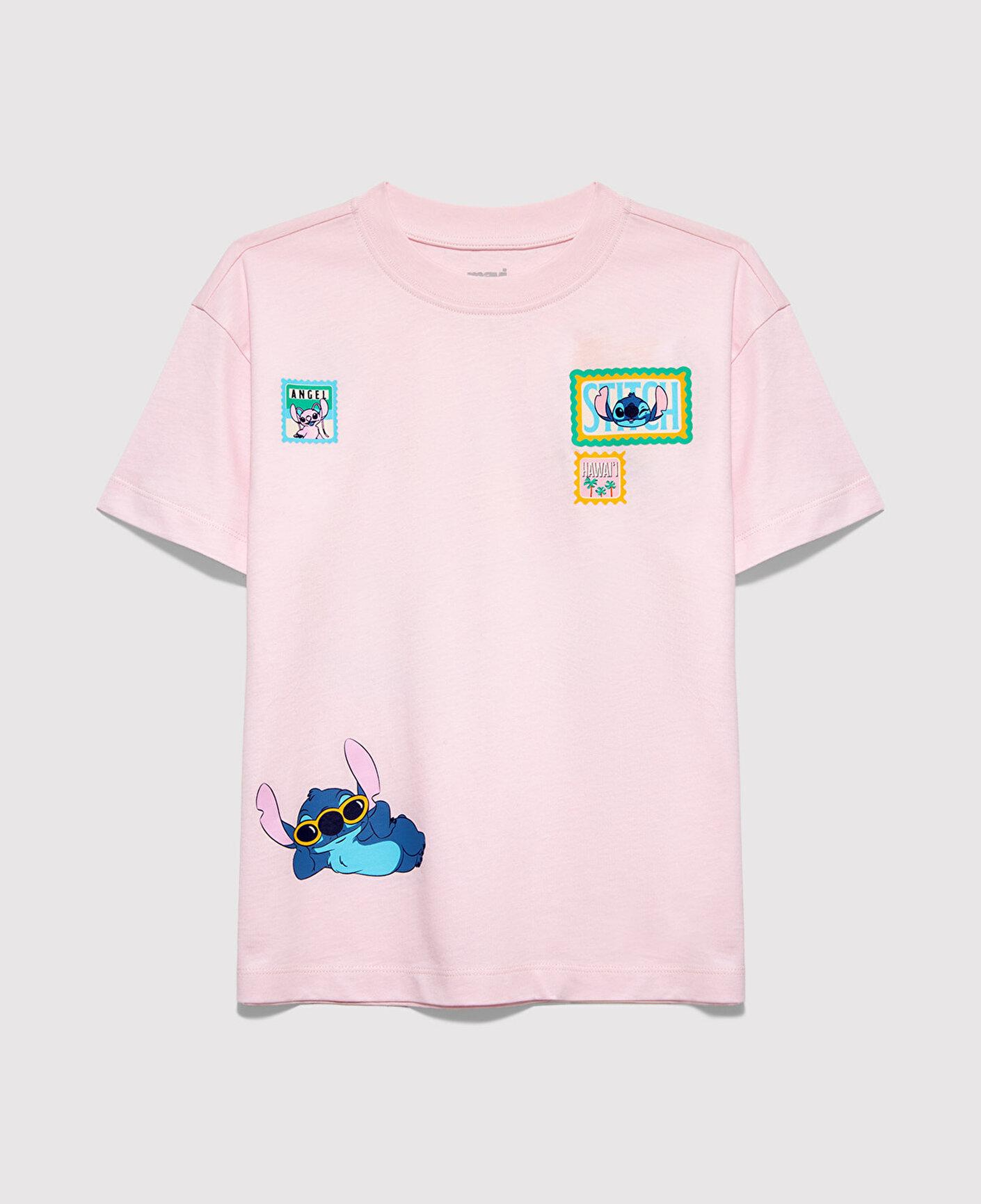 Mavi Lilo&Stitch Baskılı Pembe Tişört Loose Fit / Bol Rahat Kesim 7610448-90773