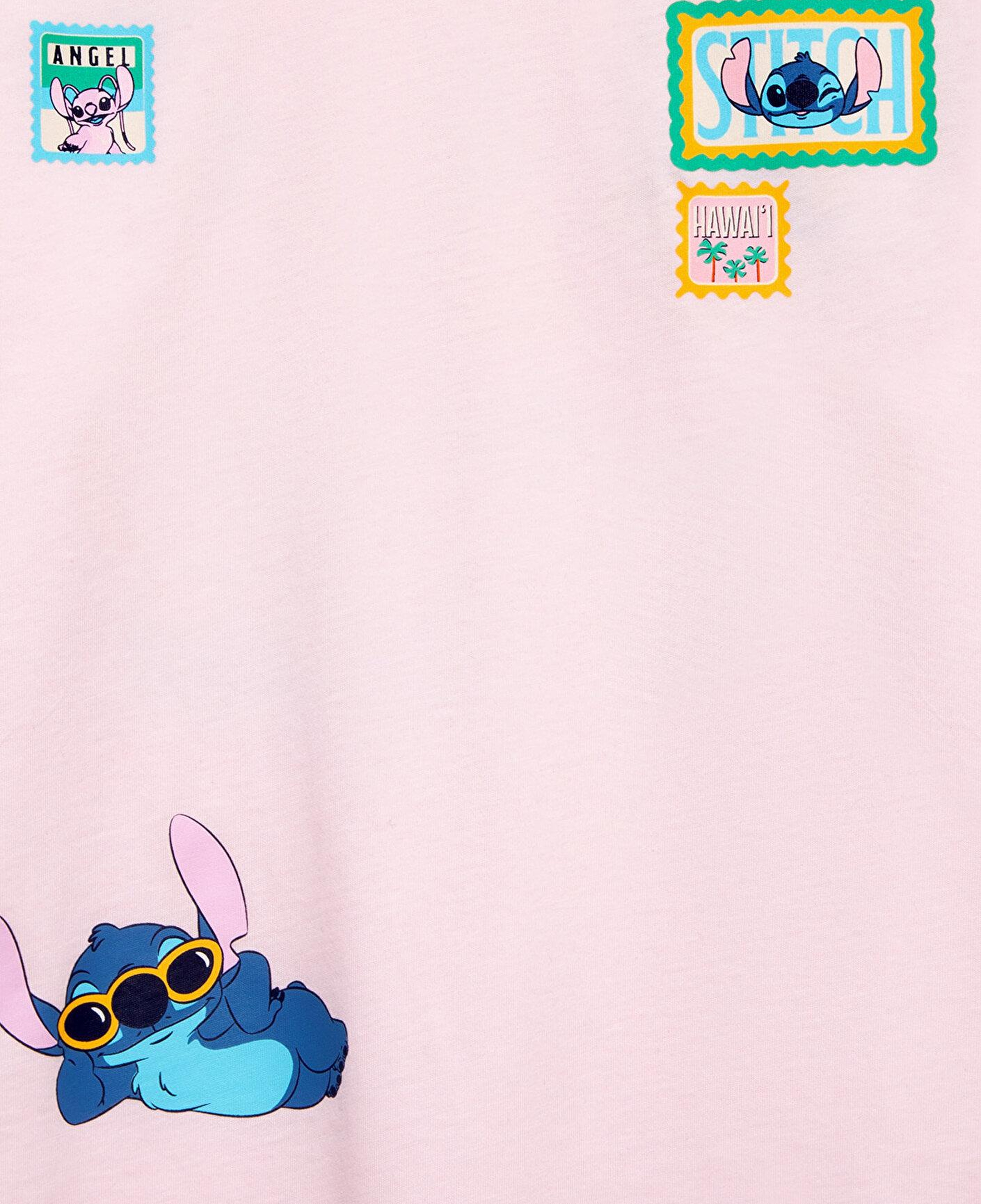 Mavi Lilo&Stitch Baskılı Pembe Tişört Loose Fit / Bol Rahat Kesim 7610448-90773