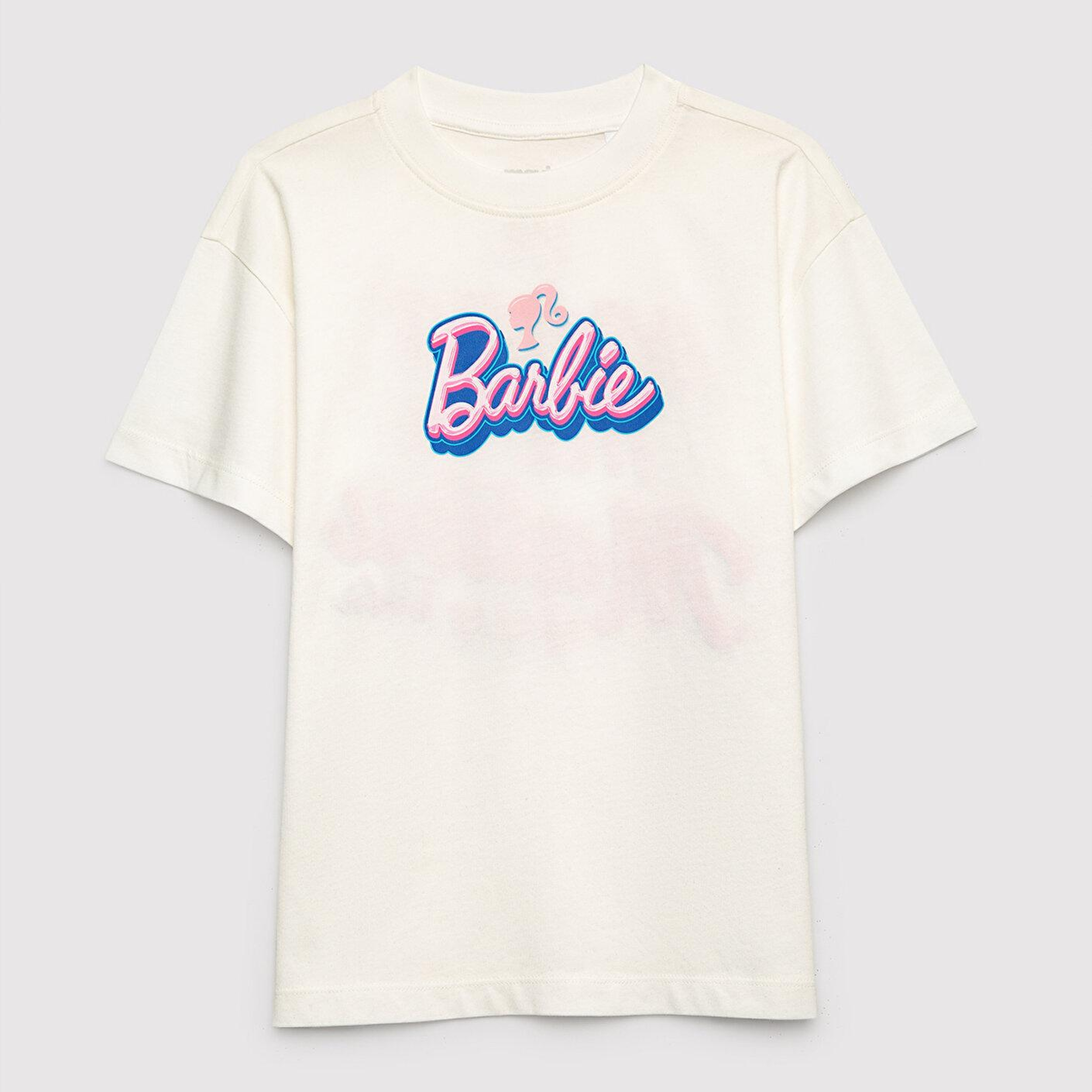 Mavi Barbie Baskılı Ekru Tişört Loose Fit / Bol Rahat Kesim 7610453-70057