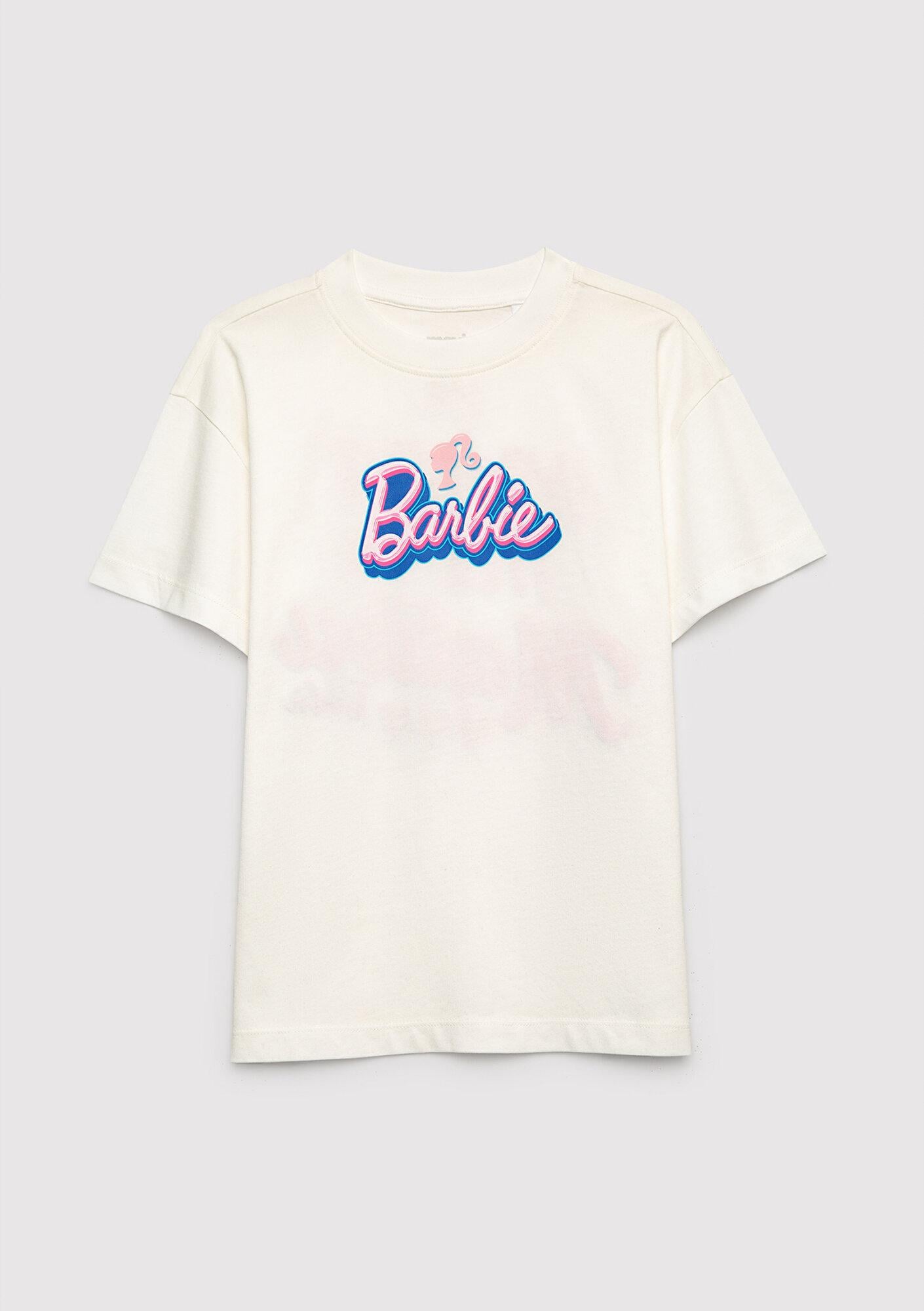 Mavi Barbie Baskılı Ekru Tişört Loose Fit / Bol Rahat Kesim 7610453-70057